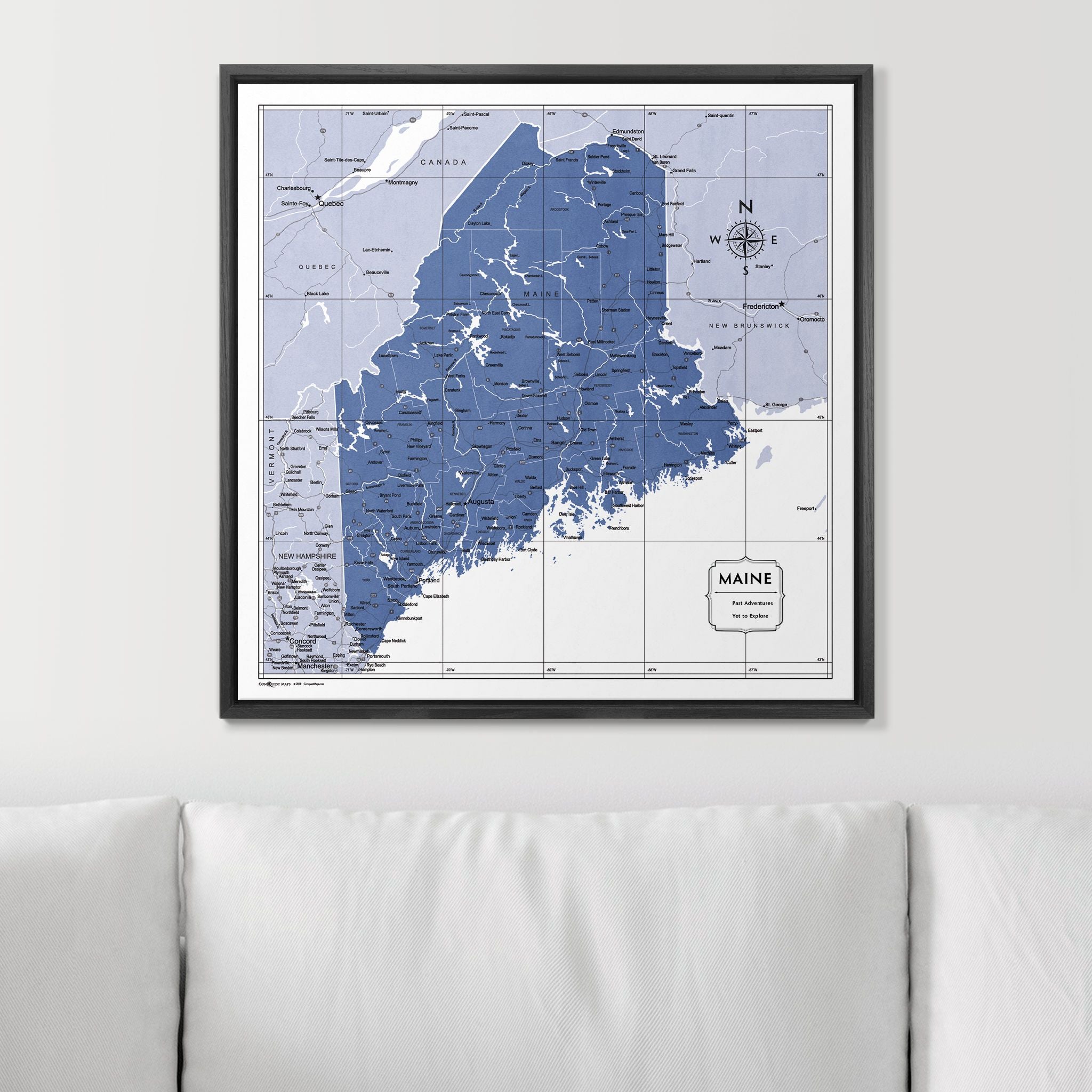 Push Pin Maine Map (Pin Board) - Navy Color Splash CM Pin Board