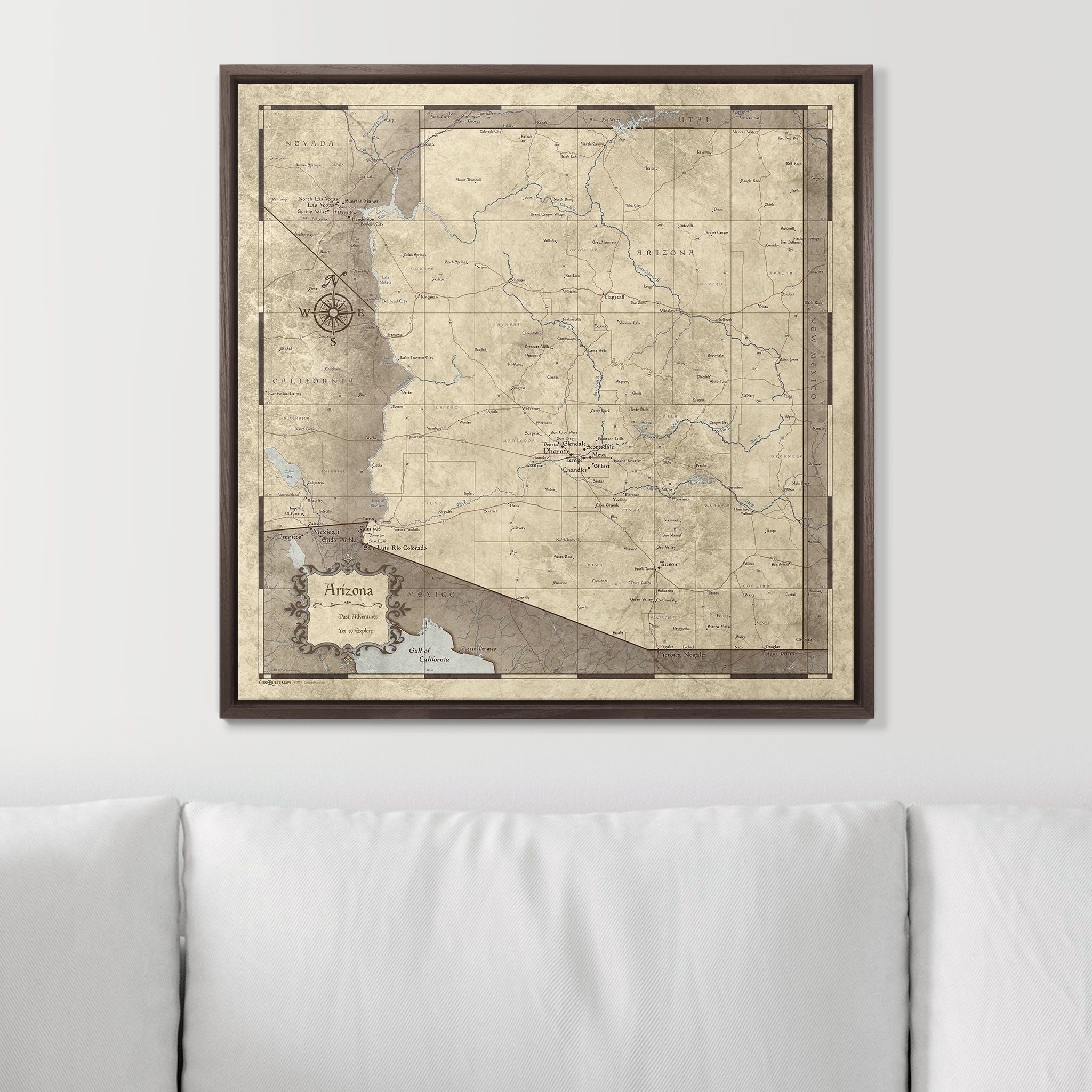 Push Pin Arizona Map (Pin Board) - Rustic Vintage CM Pin Board