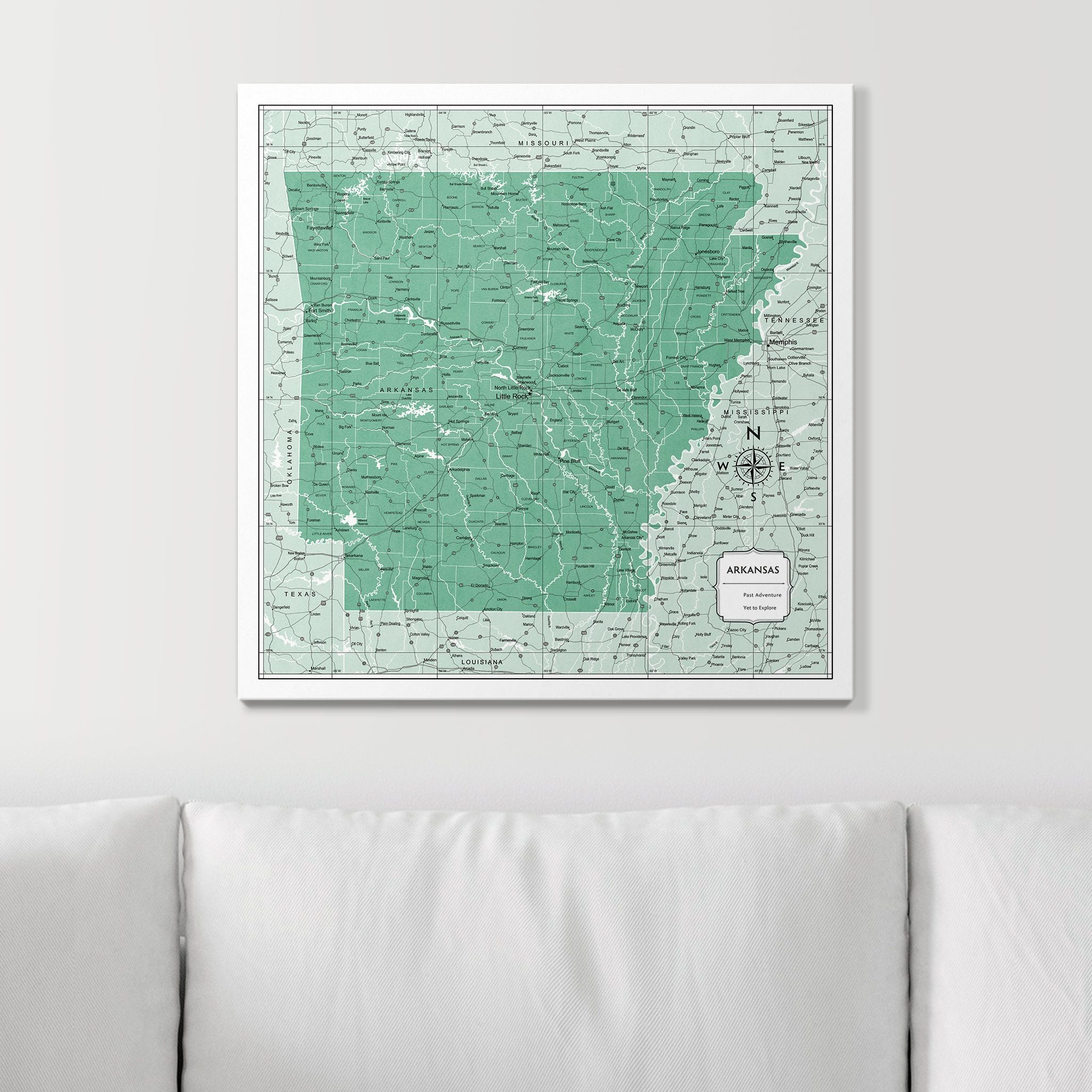 Push Pin Arkansas Map (Pin Board) - Green Color Splash CM Pin Board