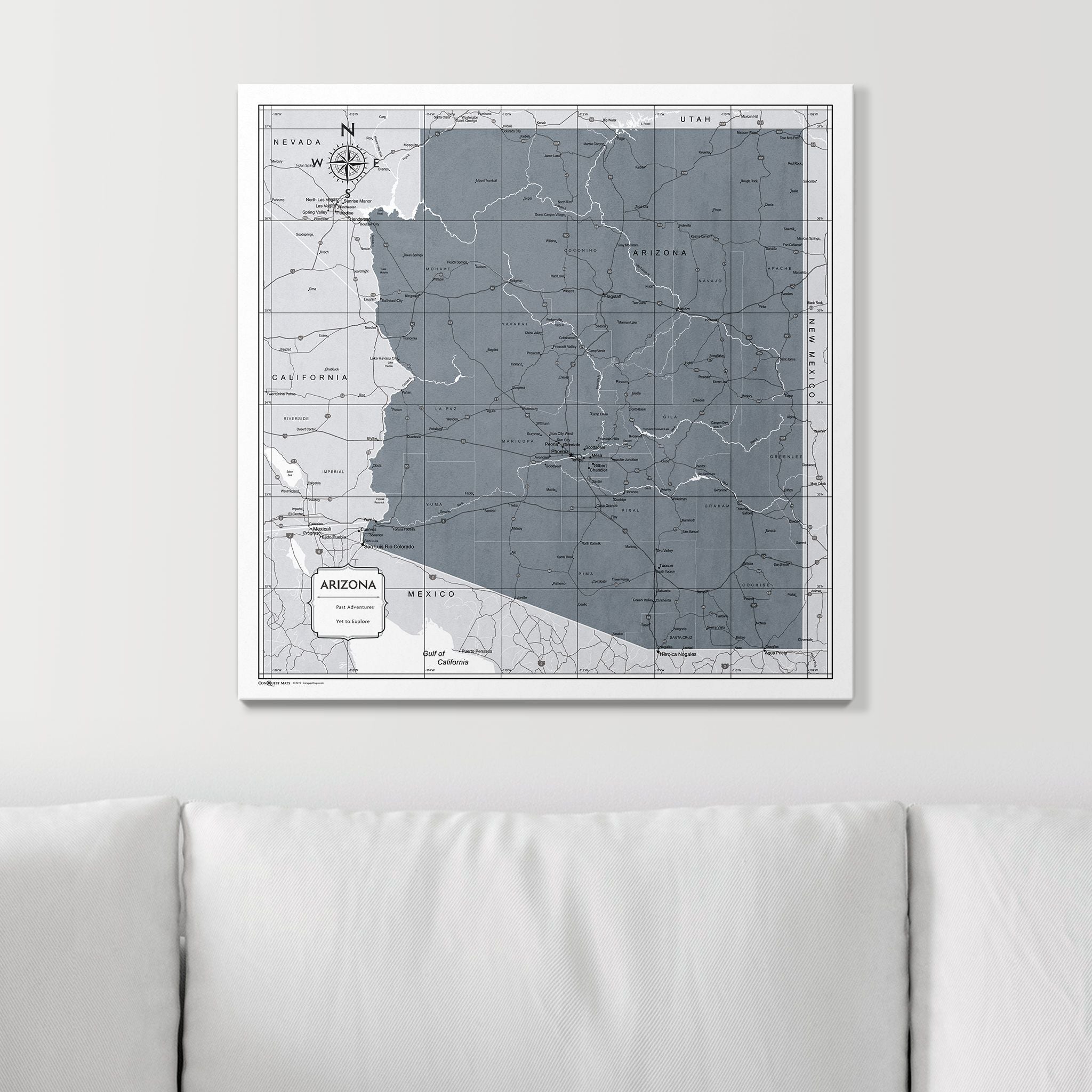Push Pin Arizona Map (Pin Board) - Dark Gray Color Splash CM Pin Board