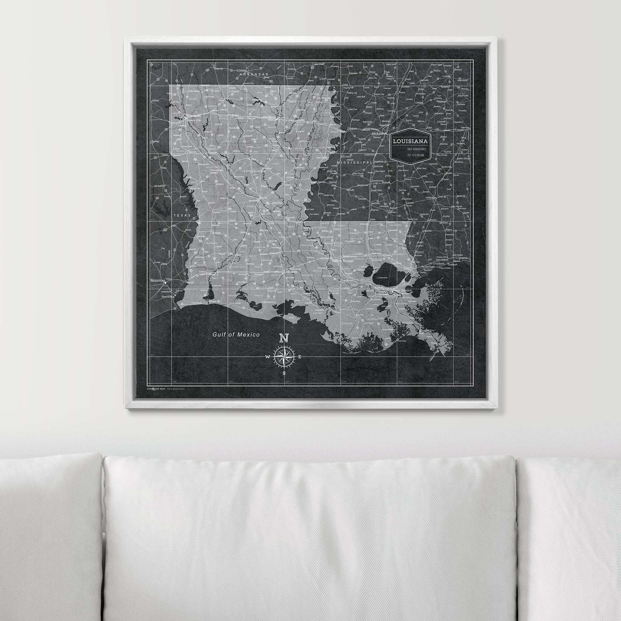 Push Pin Louisiana Map (Pin Board) - Modern Slate CM Pin Board