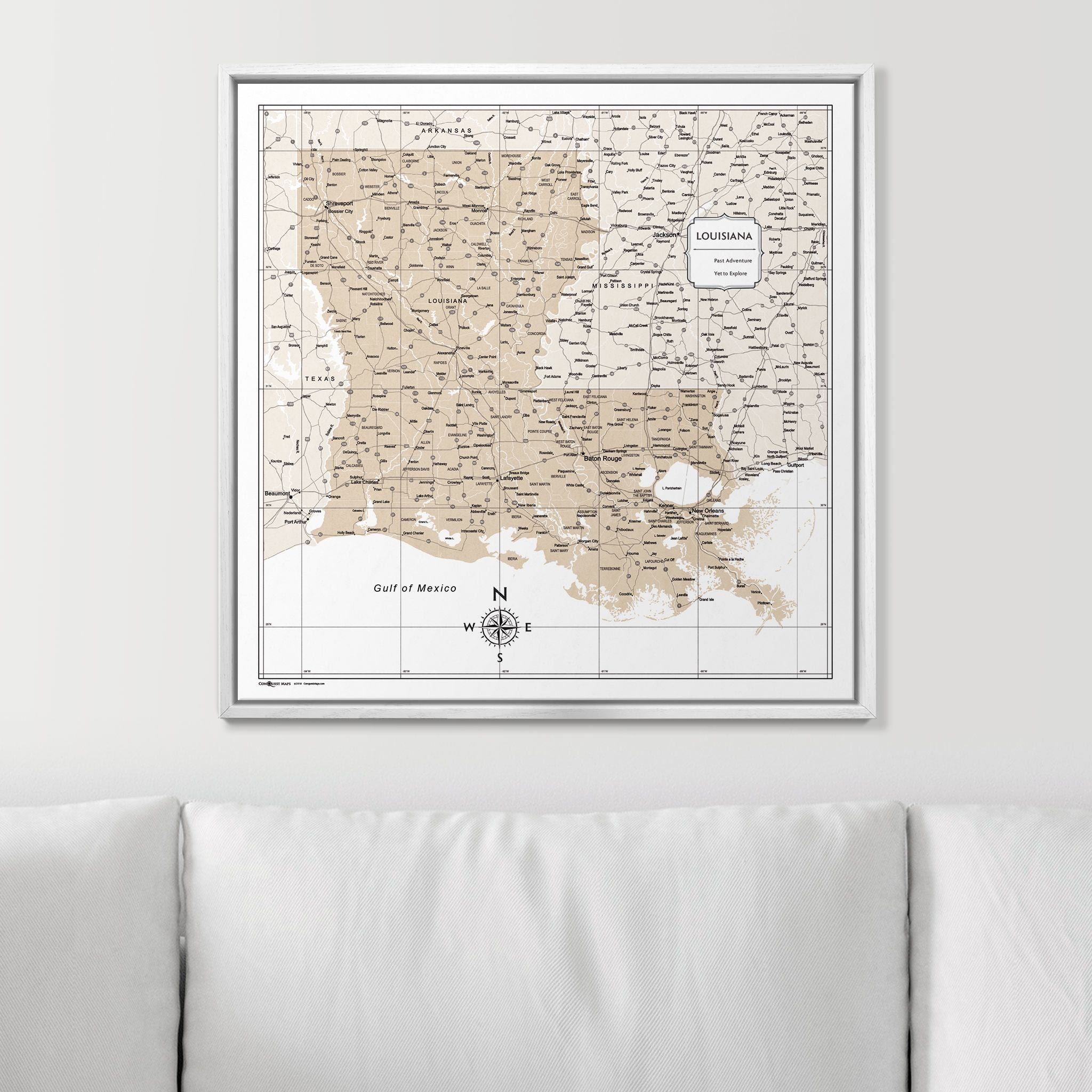 Push Pin Louisiana Map (Pin Board) - Light Brown Color Splash CM Pin Board