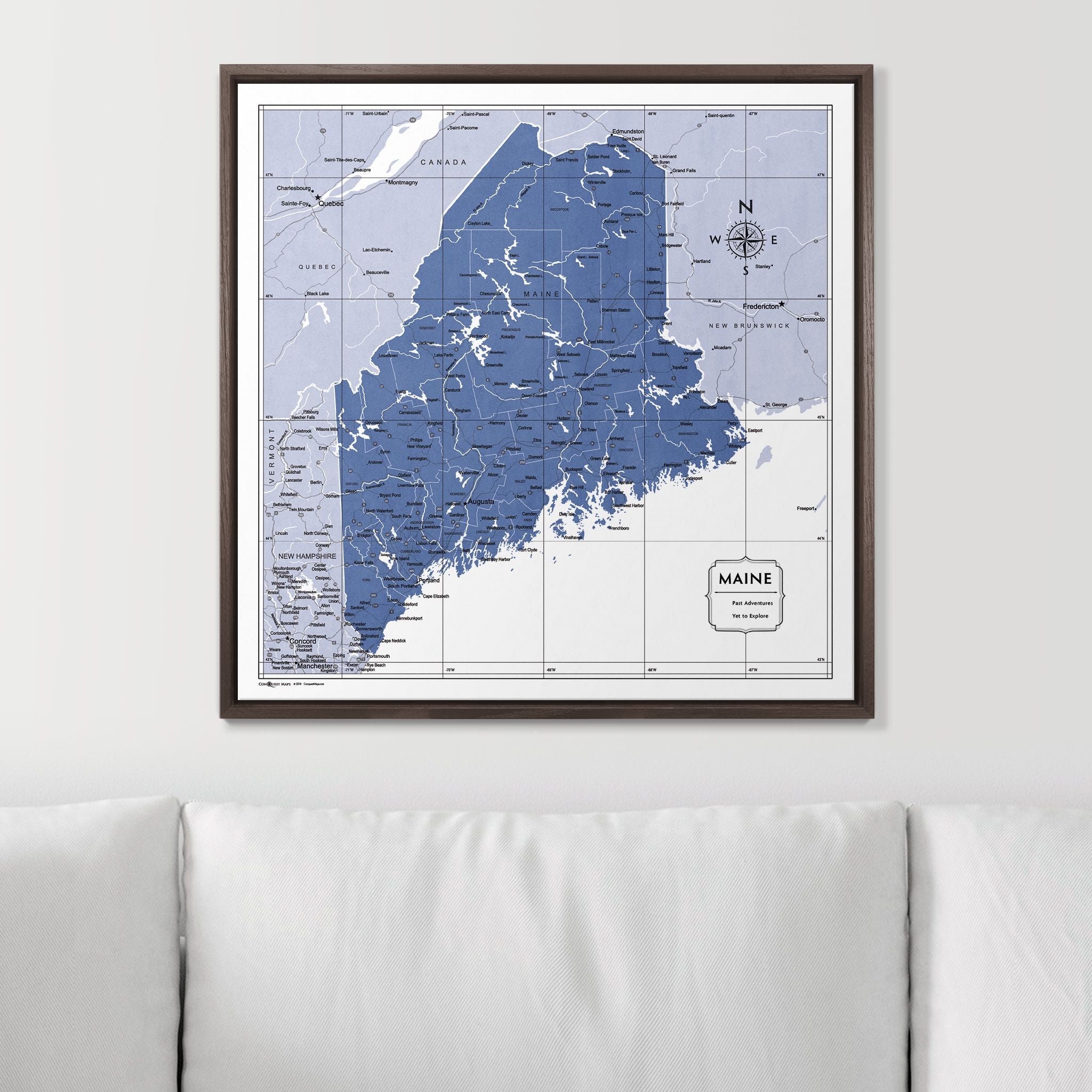 Push Pin Maine Map (Pin Board) - Navy Color Splash CM Pin Board