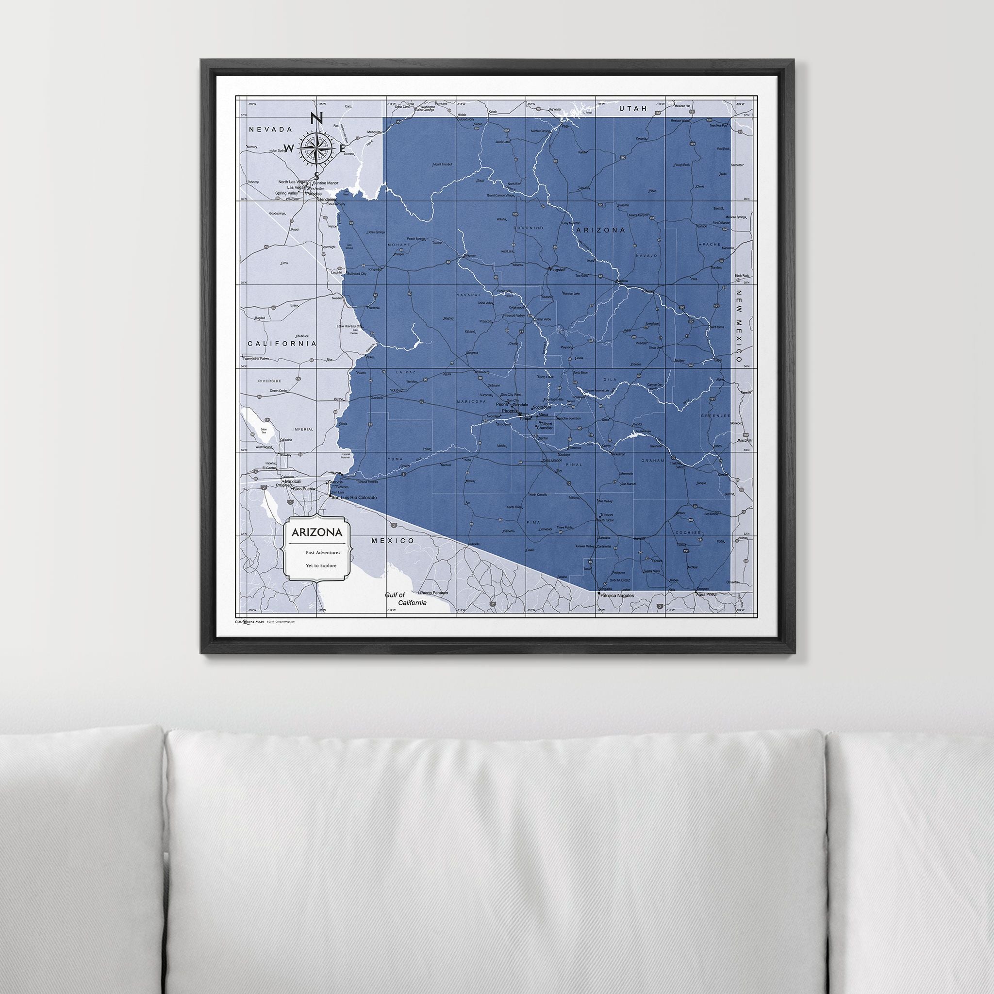 Push Pin Arizona Map (Pin Board) - Navy Color Splash CM Pin Board