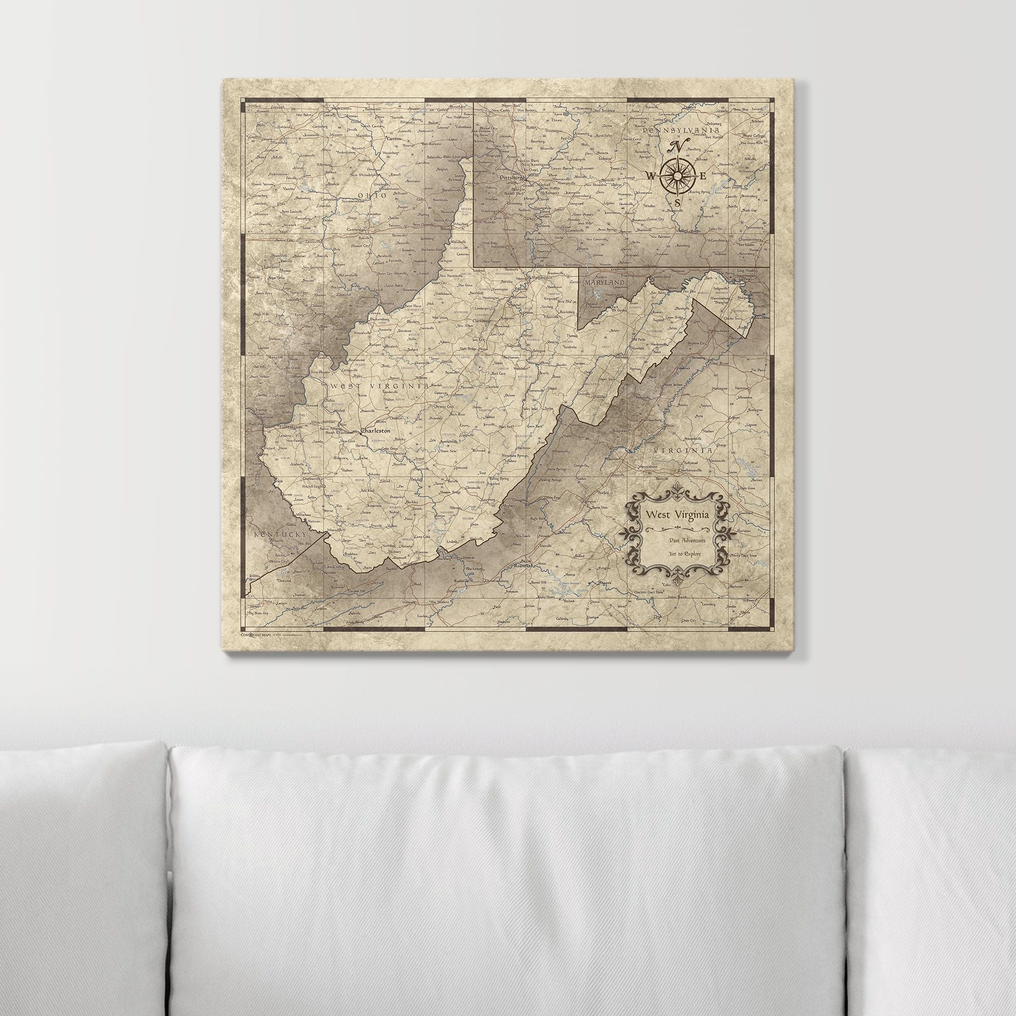 Push Pin West Virginia Map (Pin Board) - Rustic Vintage CM Pin Board