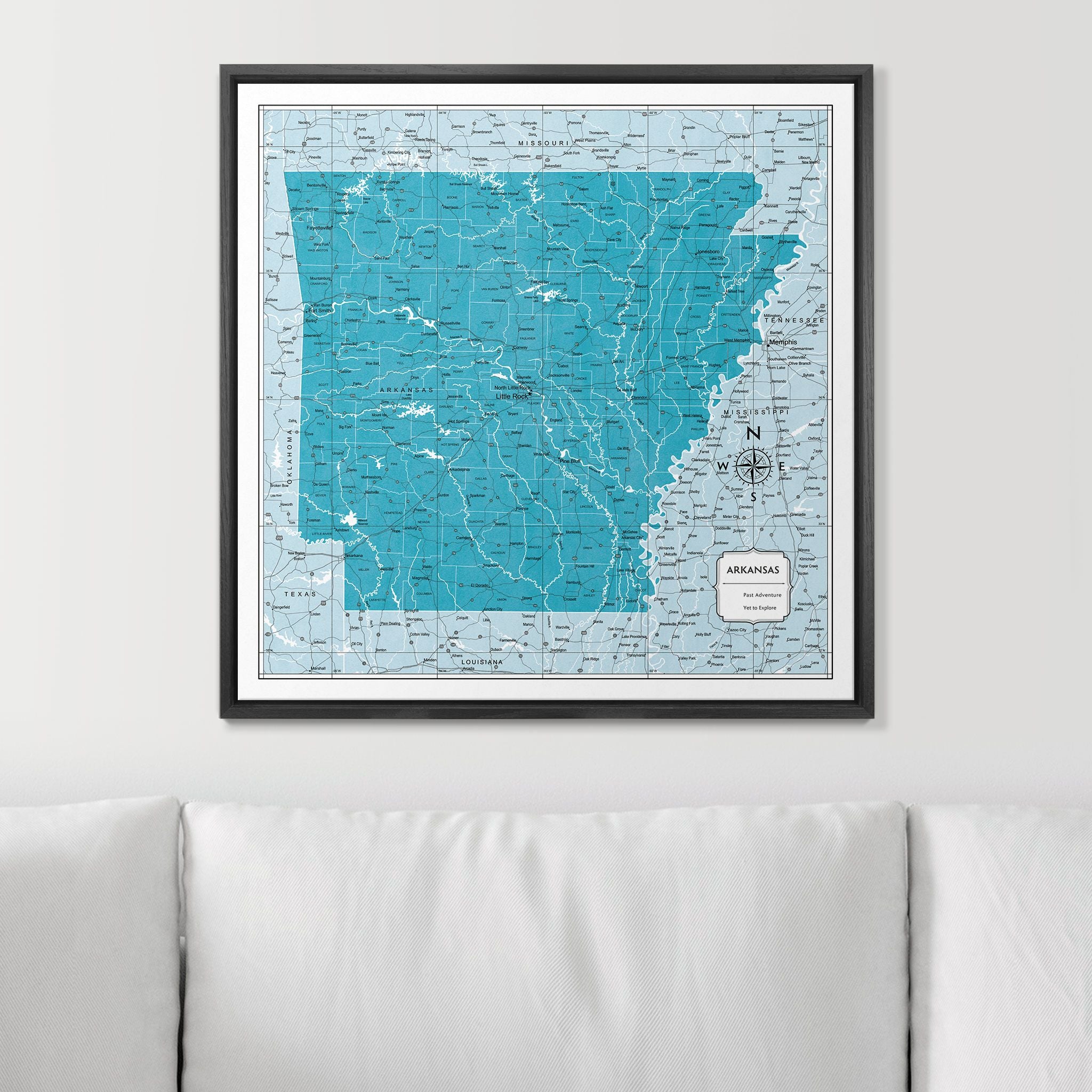 Push Pin Arkansas Map (Pin Board) - Teal Color Splash CM Pin Board