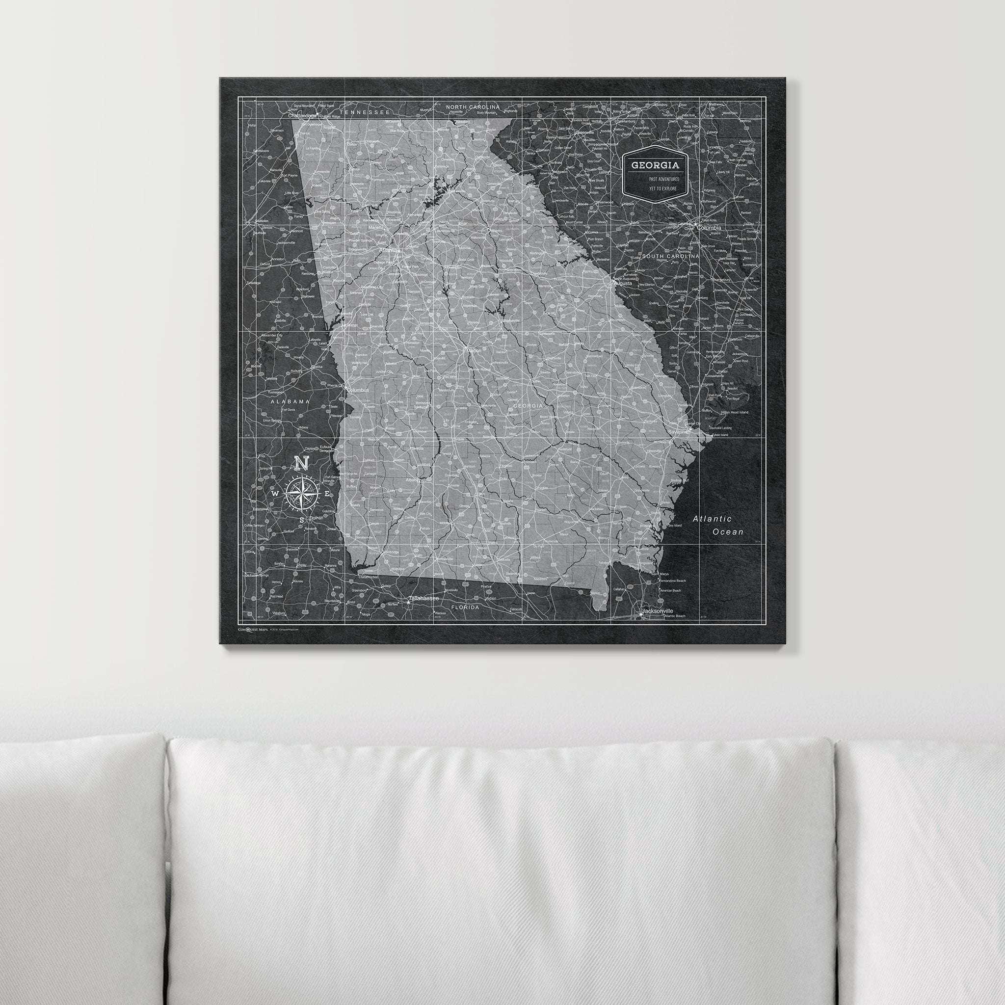 Push Pin Georgia Map (Pin Board) - Modern Slate CM Pin Board