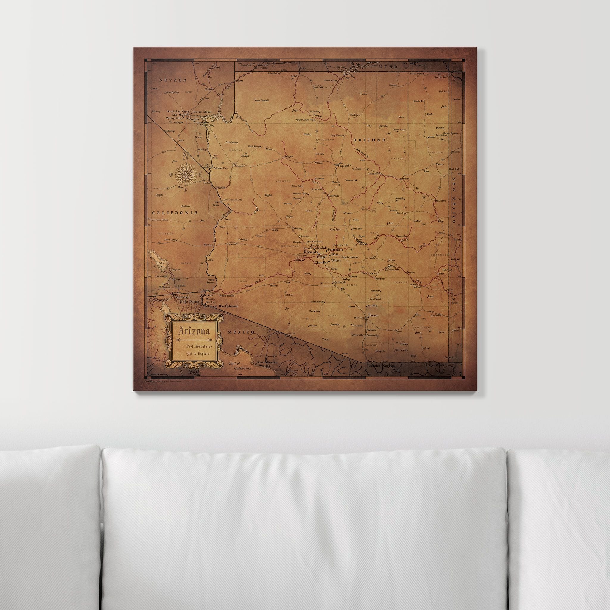 Push Pin Arizona Map (Pin Board) - Golden Aged CM Pin Board