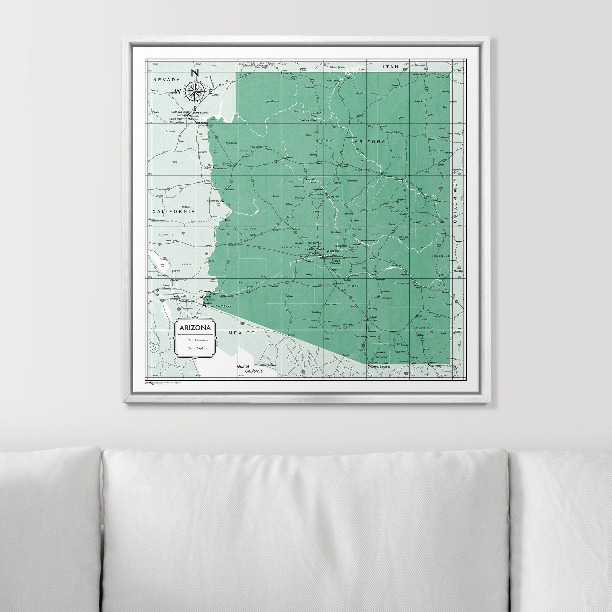 Push Pin Arizona Map (Pin Board) - Green Color Splash CM Pin Board
