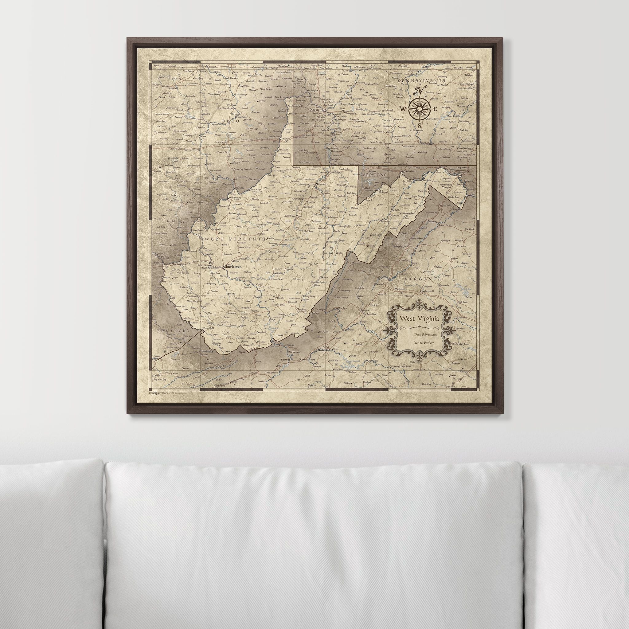 Push Pin West Virginia Map (Pin Board) - Rustic Vintage CM Pin Board
