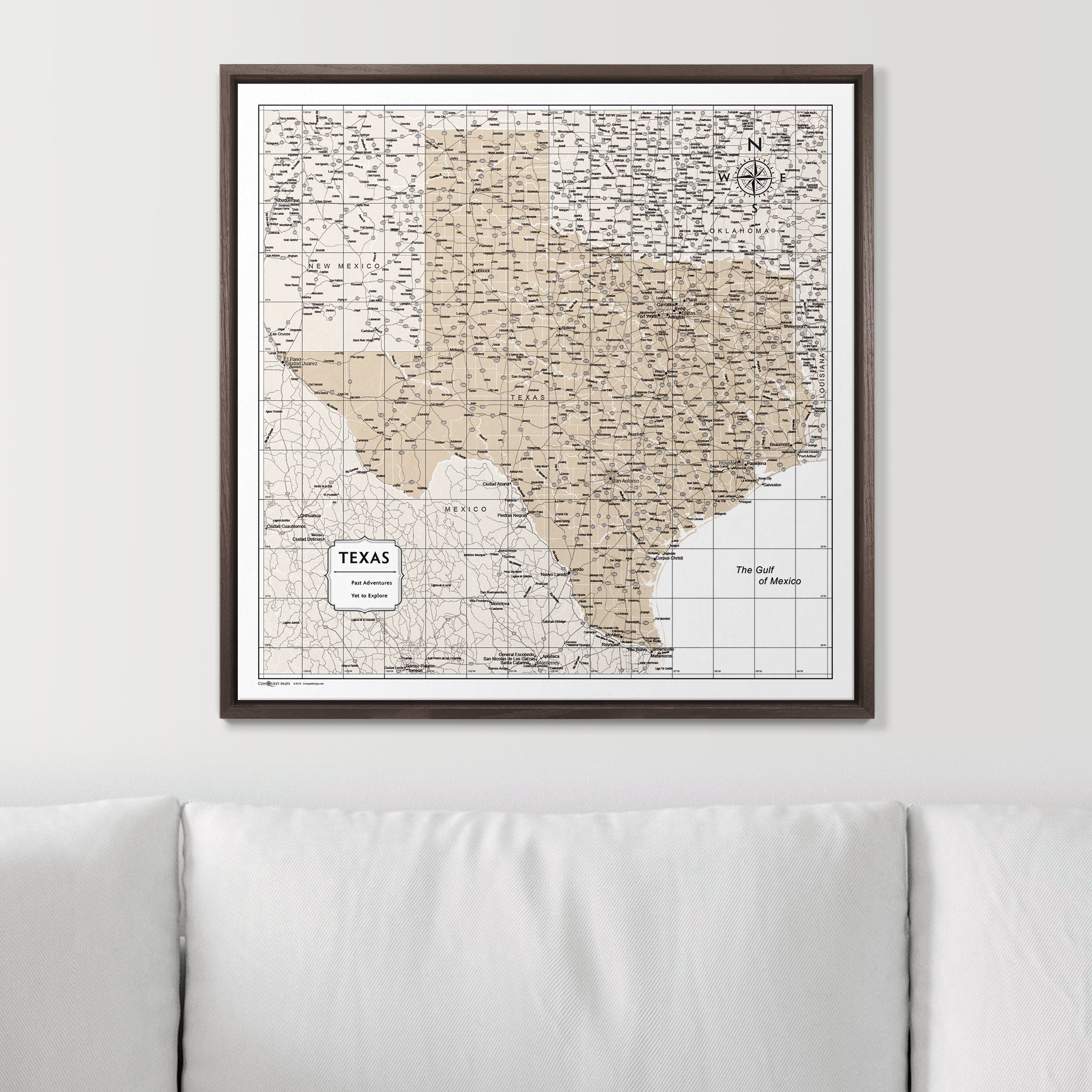 Push Pin Texas Map (Pin Board) - Light Brown Color Splash CM Pin Board