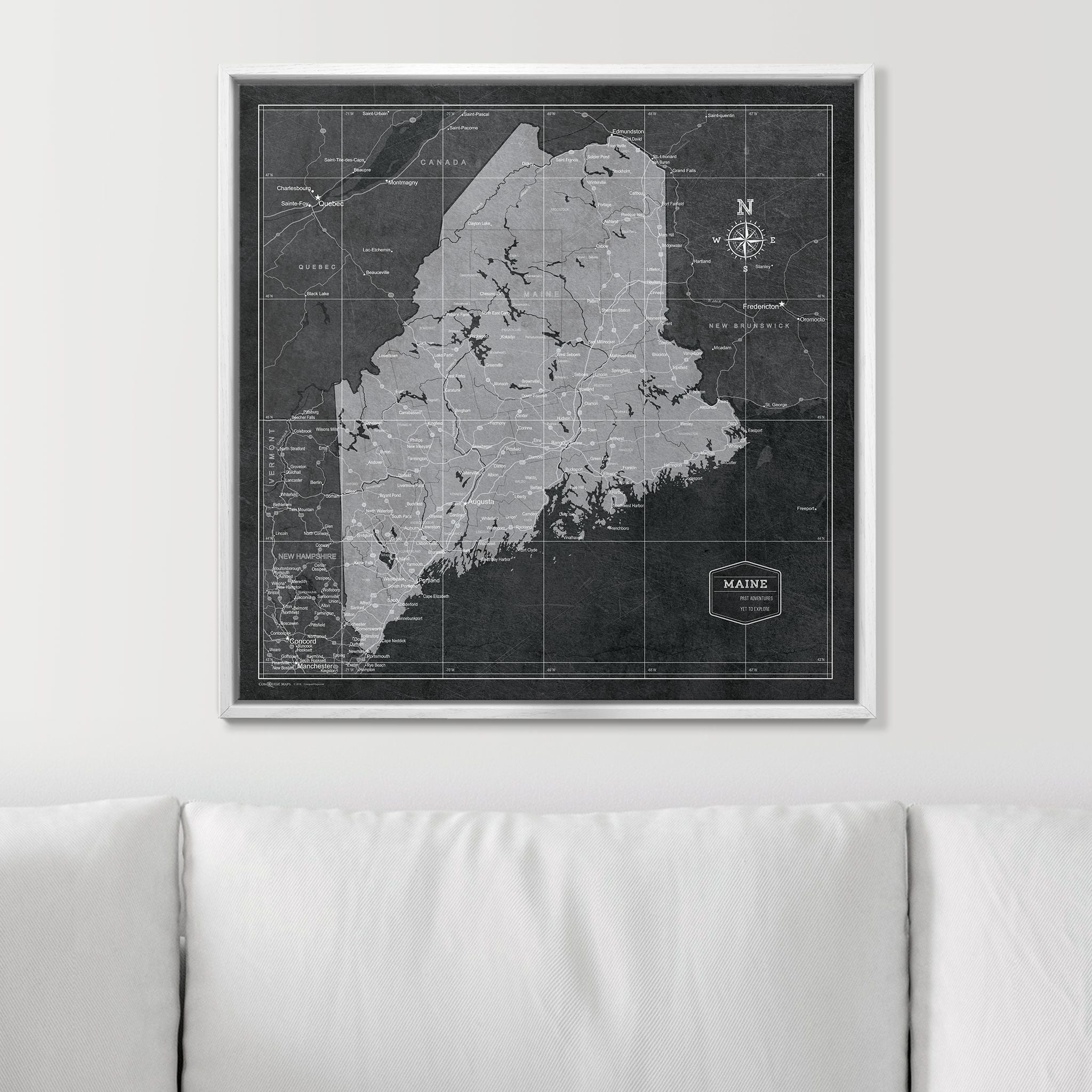 Push Pin Maine Map (Pin Board) - Modern Slate CM Pin Board
