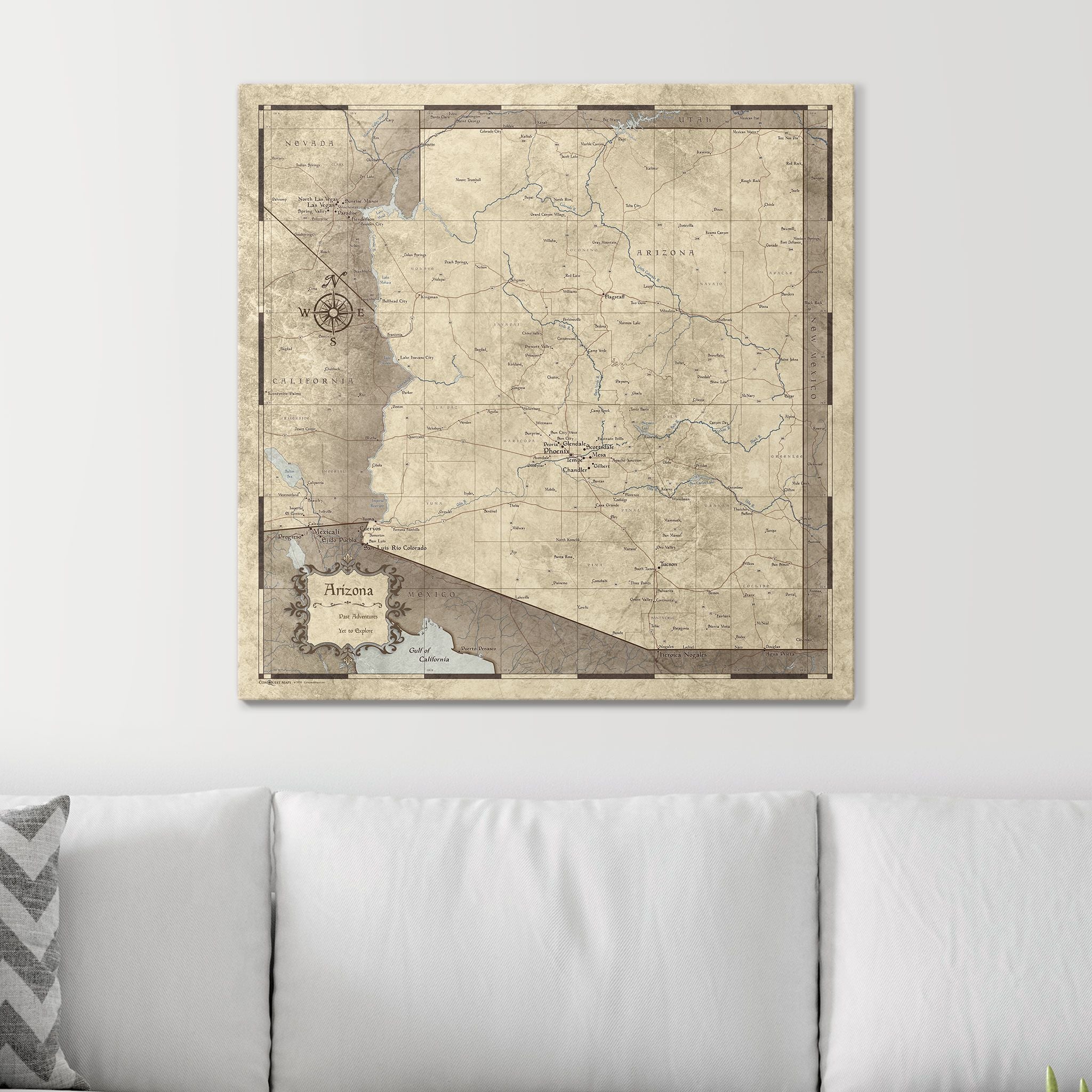 Push Pin Arizona Map (Pin Board) - Rustic Vintage CM Pin Board