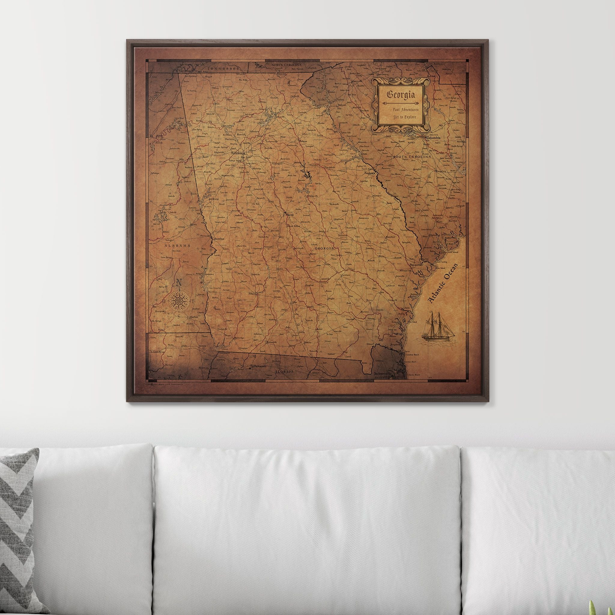 Push Pin Georgia Map (Pin Board) - Golden Aged CM Pin Board