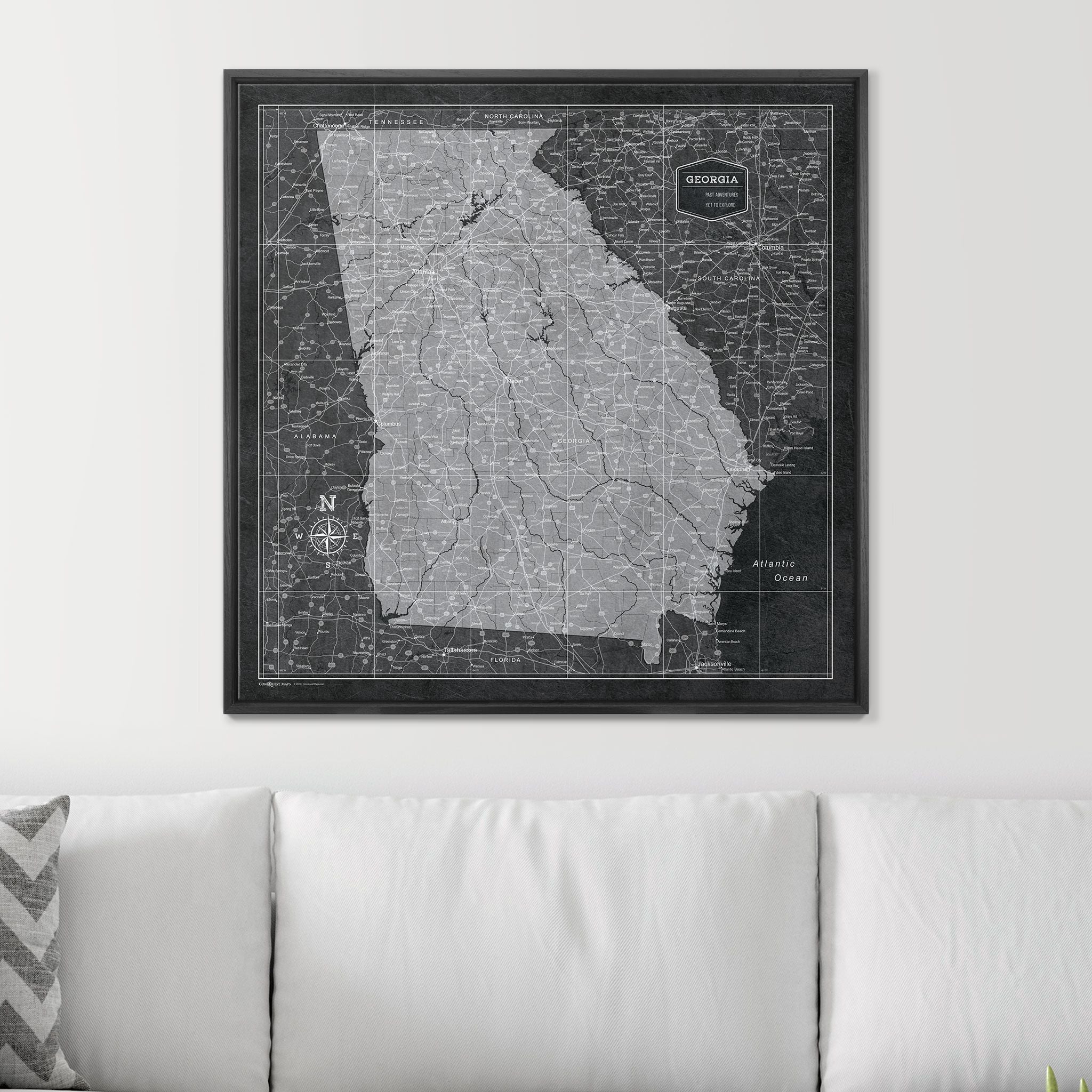 Push Pin Georgia Map (Pin Board) - Modern Slate CM Pin Board