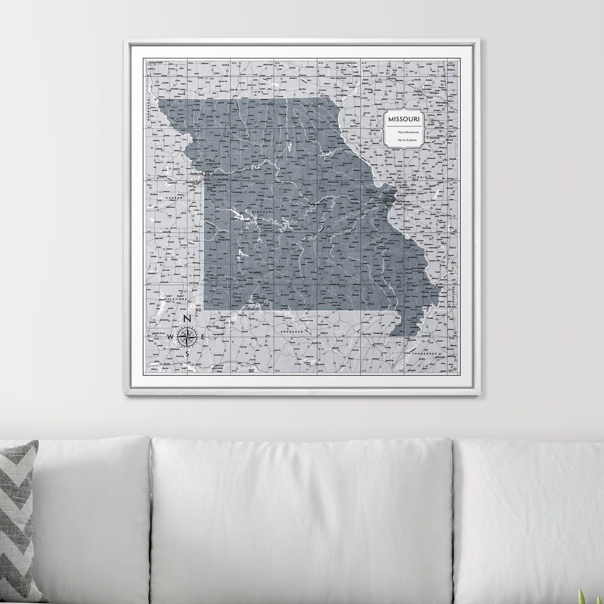 Push Pin Missouri Map (Pin Board) - Dark Gray Color Splash CM Pin Board