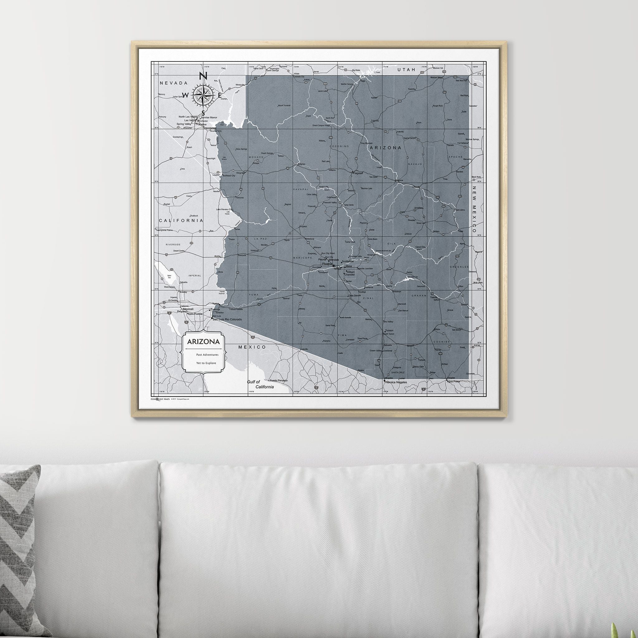 Push Pin Arizona Map (Pin Board) - Dark Gray Color Splash CM Pin Board