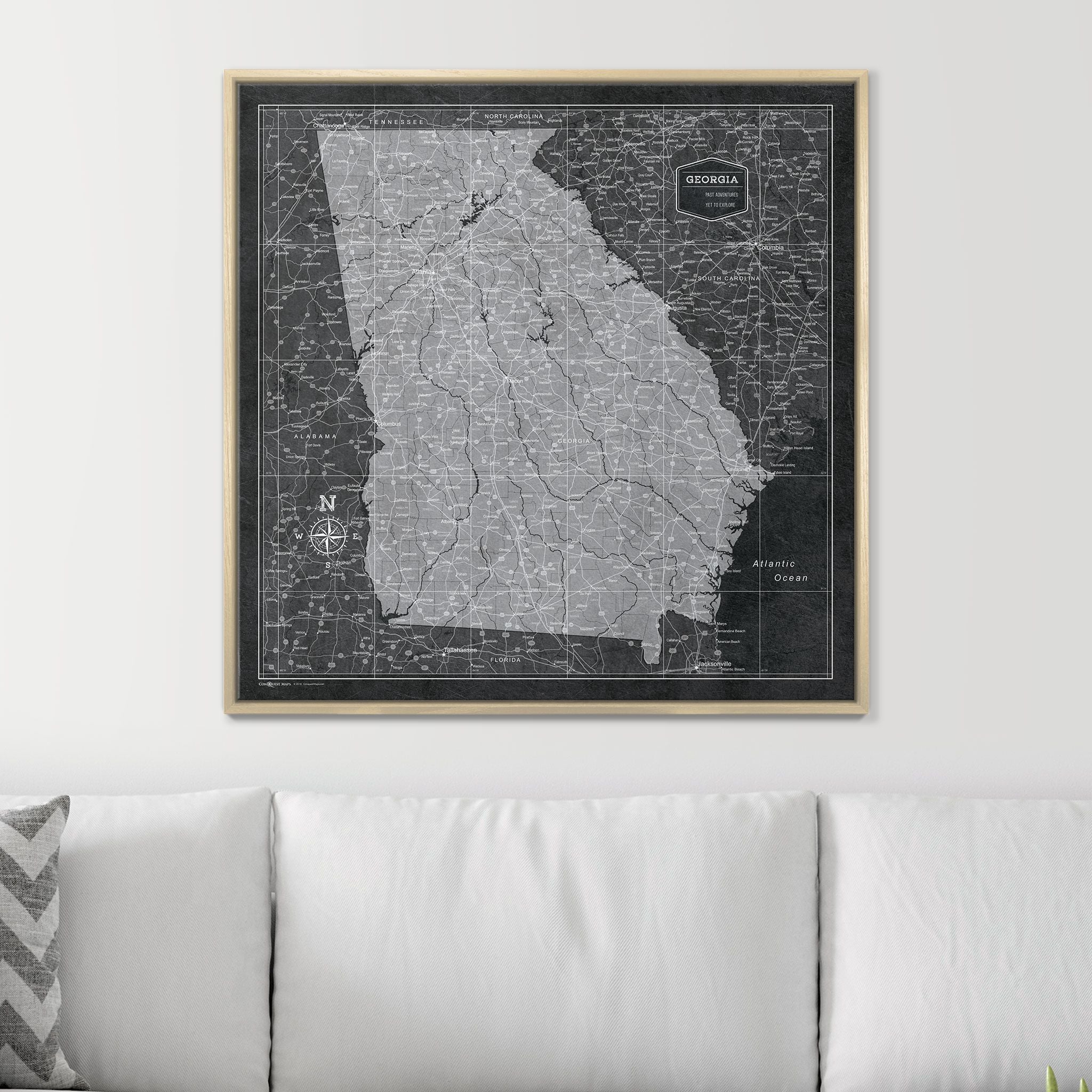 Push Pin Georgia Map (Pin Board) - Modern Slate CM Pin Board