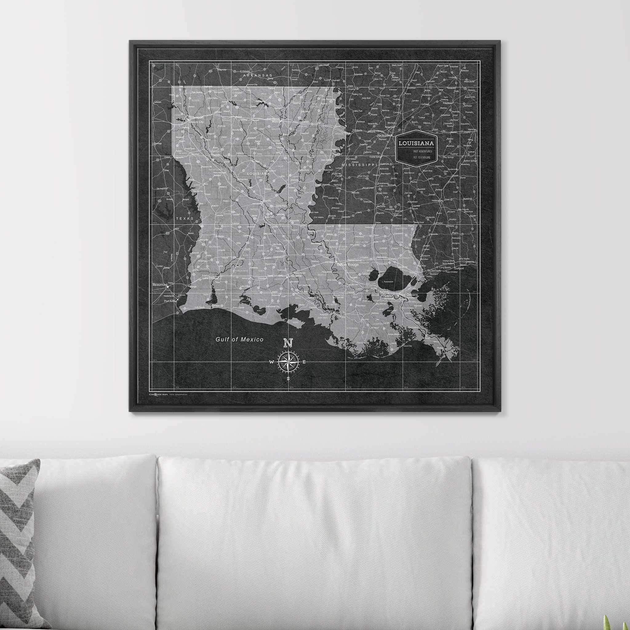 Push Pin Louisiana Map (Pin Board) - Modern Slate CM Pin Board