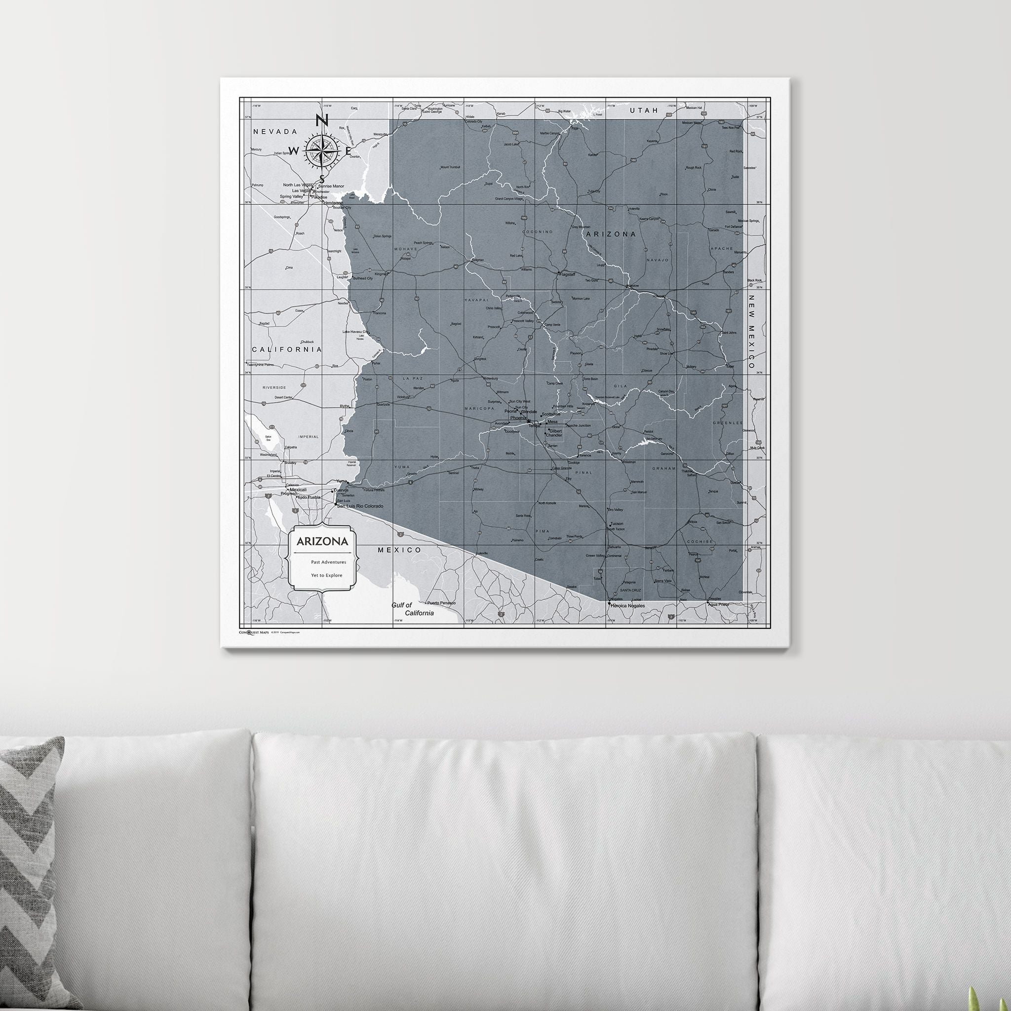 Push Pin Arizona Map (Pin Board) - Dark Gray Color Splash CM Pin Board