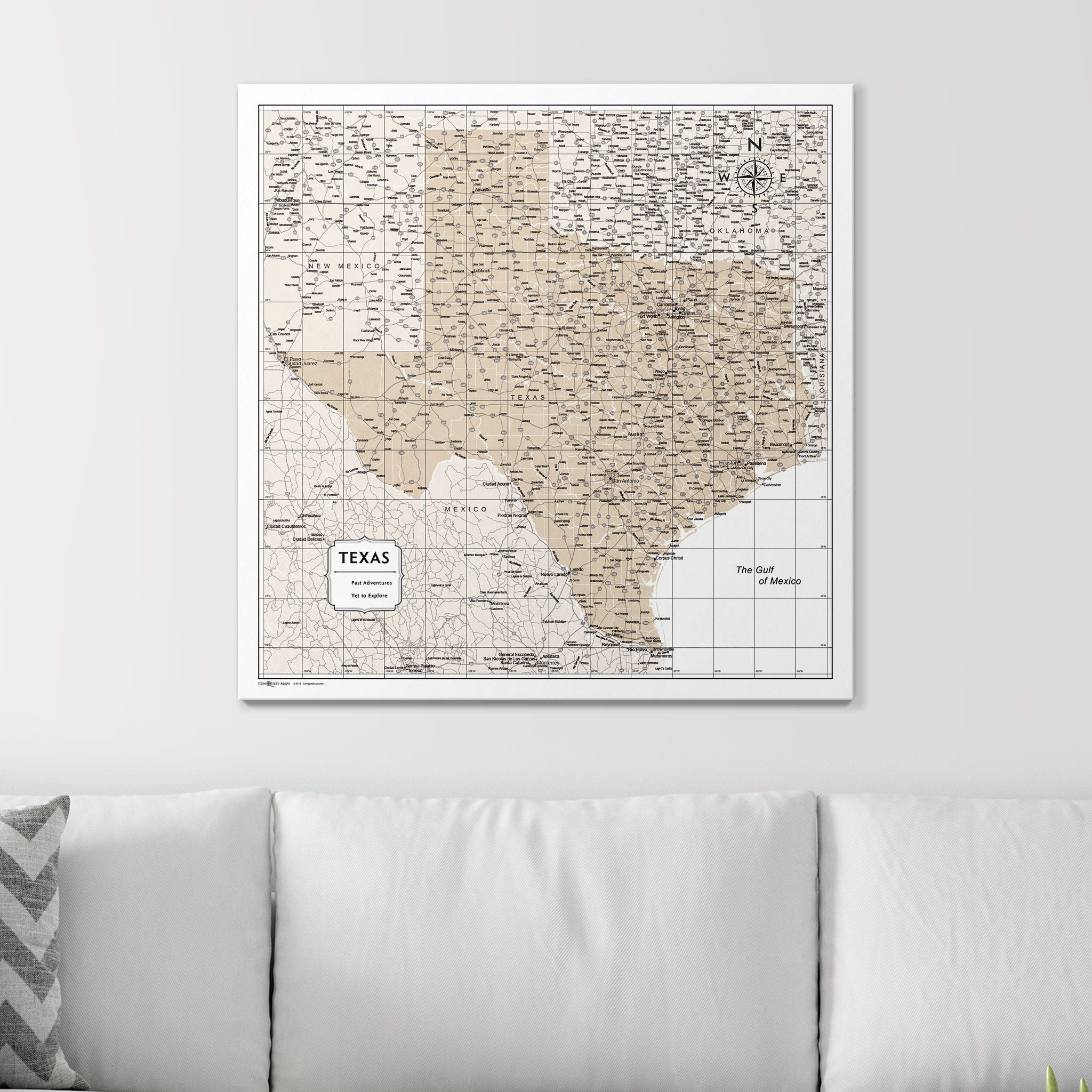 Push Pin Texas Map (Pin Board) - Light Brown Color Splash CM Pin Board