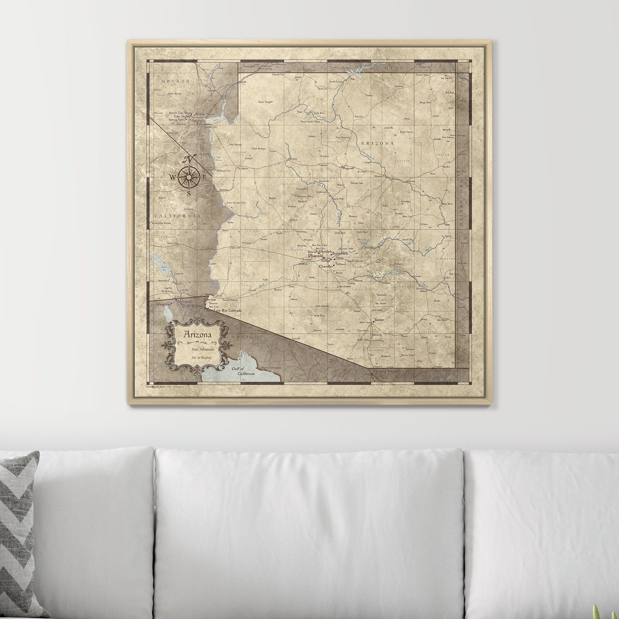 Push Pin Arizona Map (Pin Board) - Rustic Vintage CM Pin Board