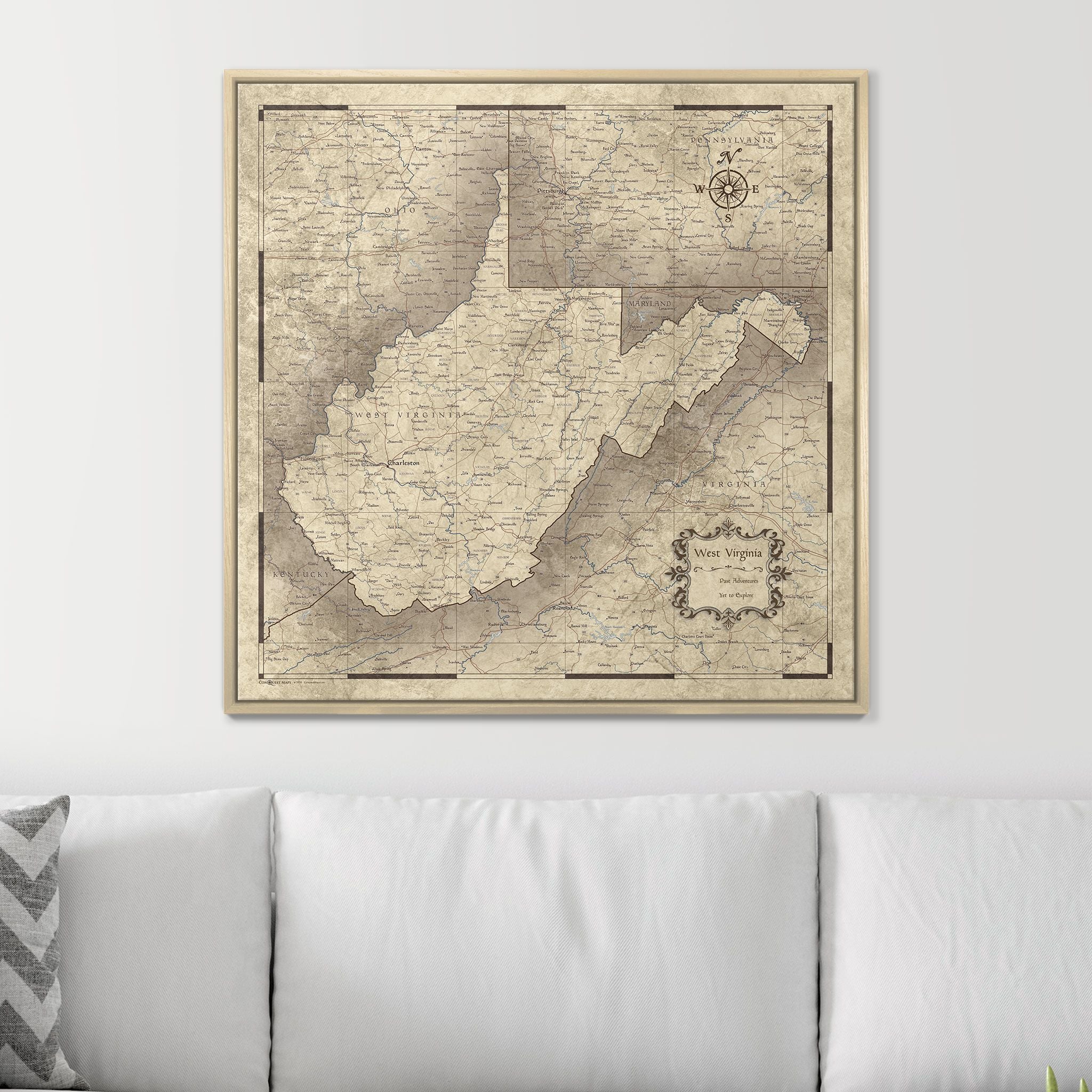 Push Pin West Virginia Map (Pin Board) - Rustic Vintage CM Pin Board