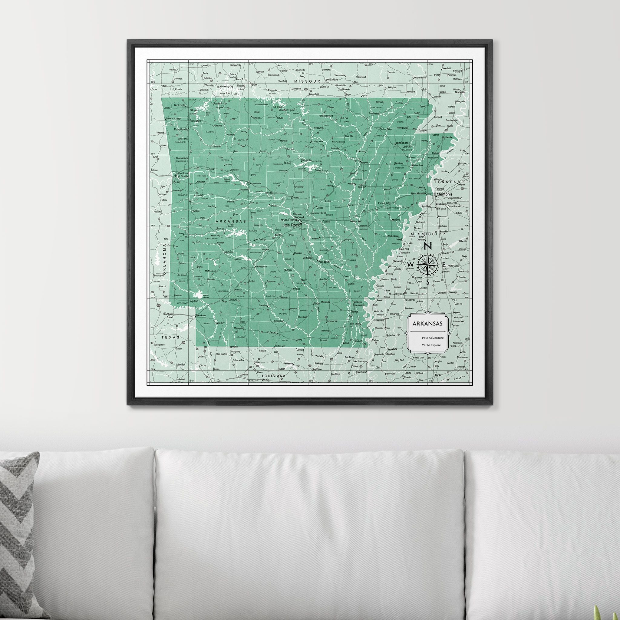 Push Pin Arkansas Map (Pin Board) - Green Color Splash CM Pin Board