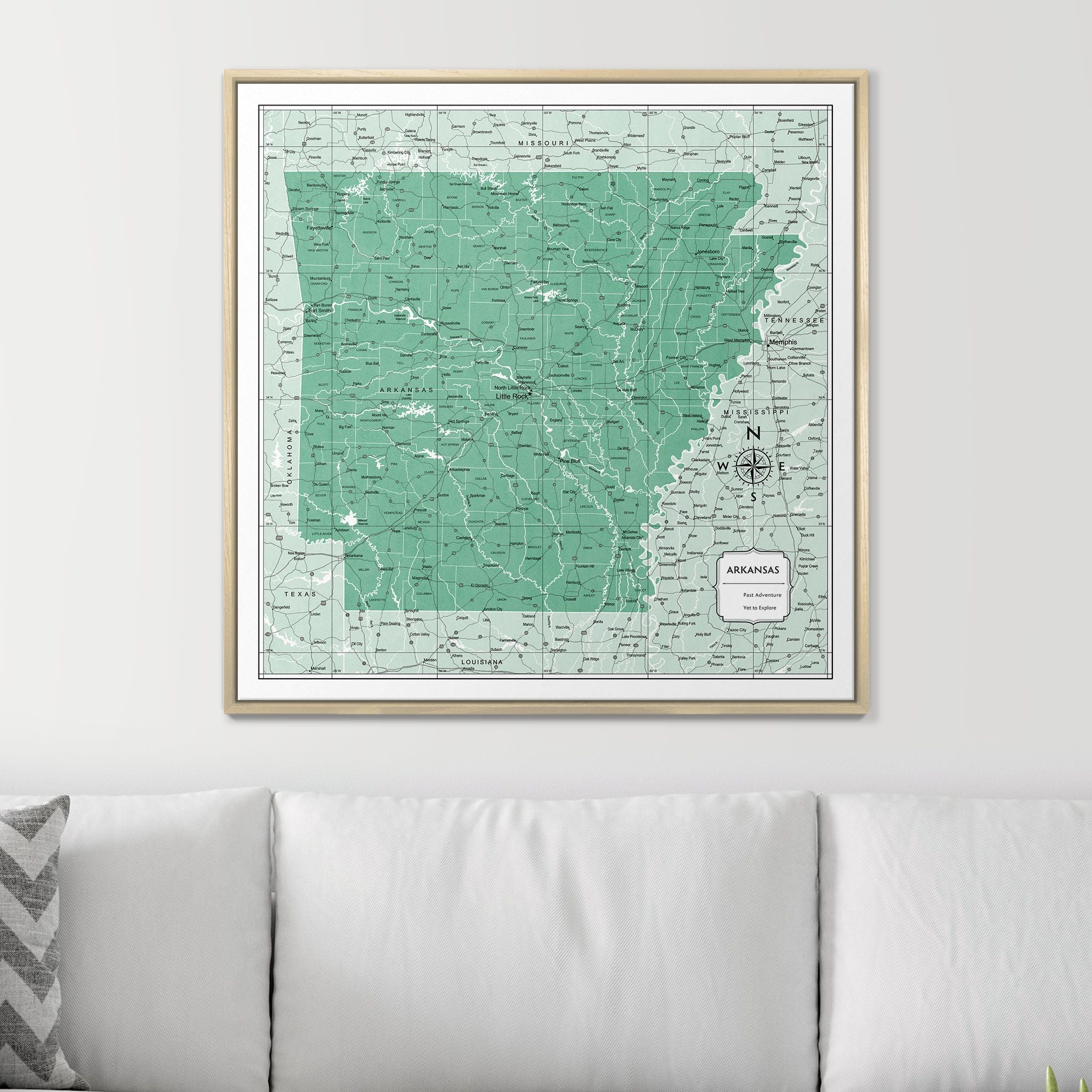 Push Pin Arkansas Map (Pin Board) - Green Color Splash CM Pin Board