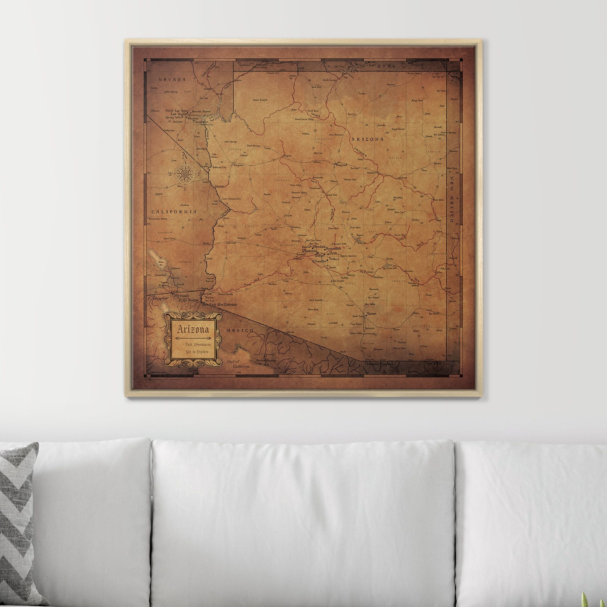 Push Pin Arizona Map (Pin Board) - Golden Aged CM Pin Board