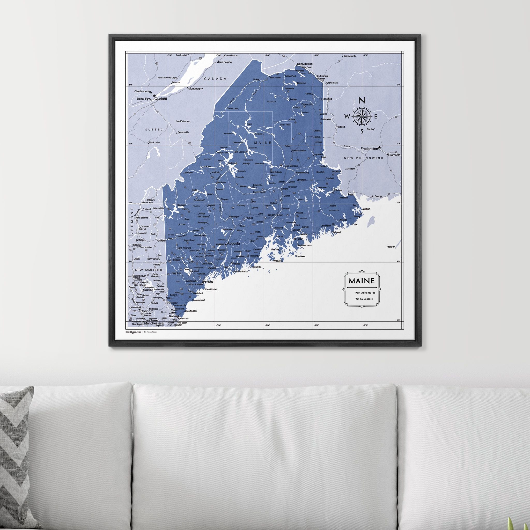 Push Pin Maine Map (Pin Board) - Navy Color Splash CM Pin Board