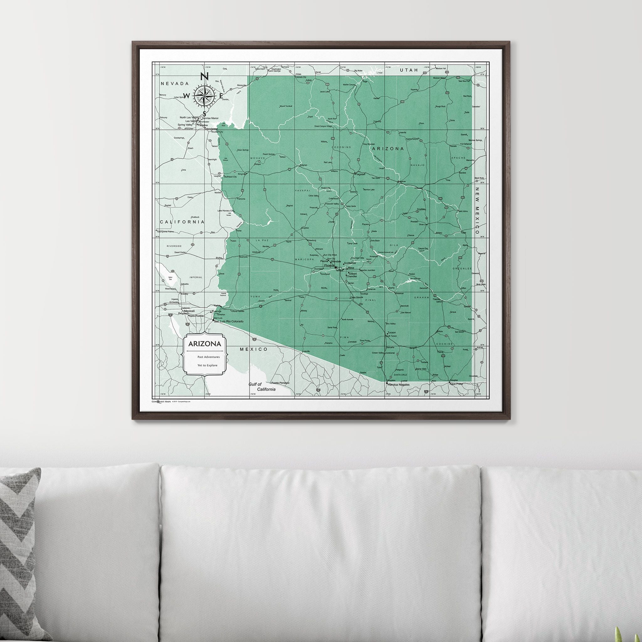 Push Pin Arizona Map (Pin Board) - Green Color Splash CM Pin Board