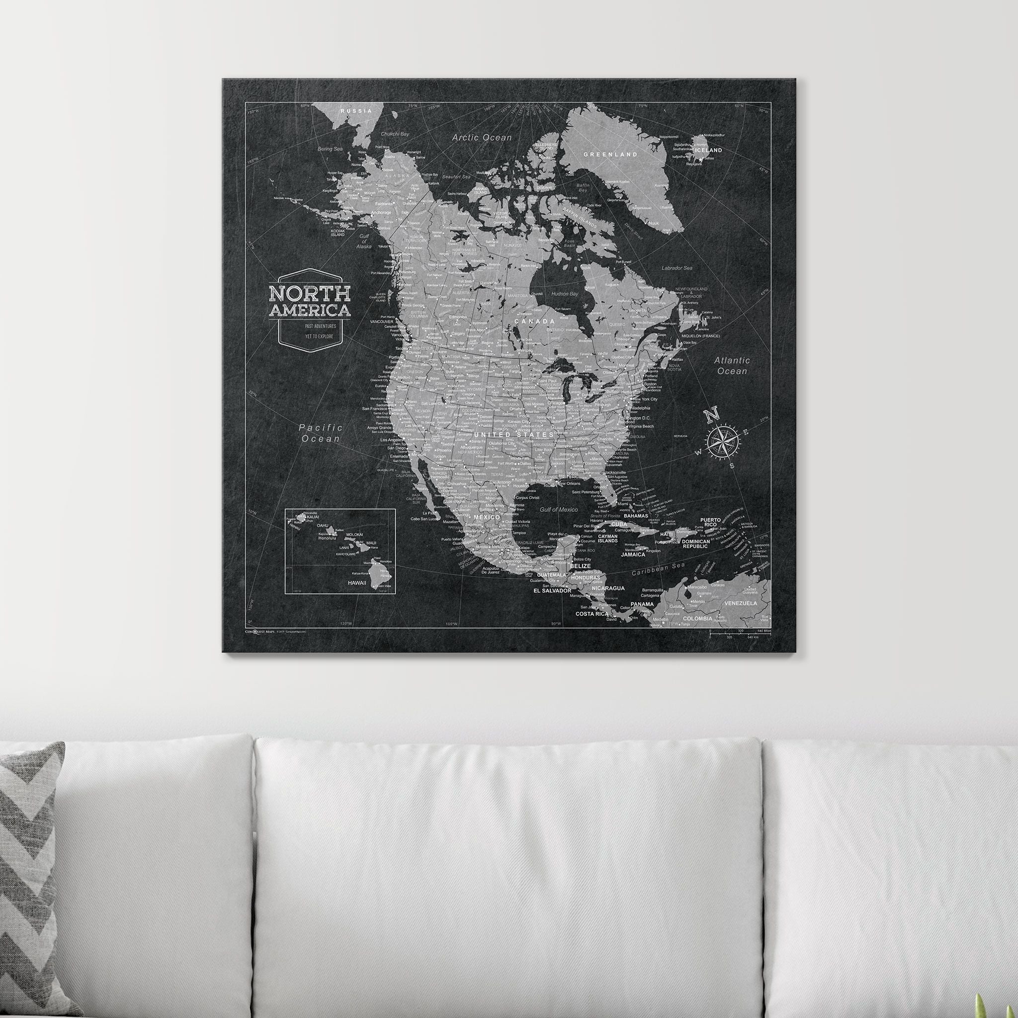 Push Pin North America Map (Pin Board) - Desert Sunrise CM Pin Board