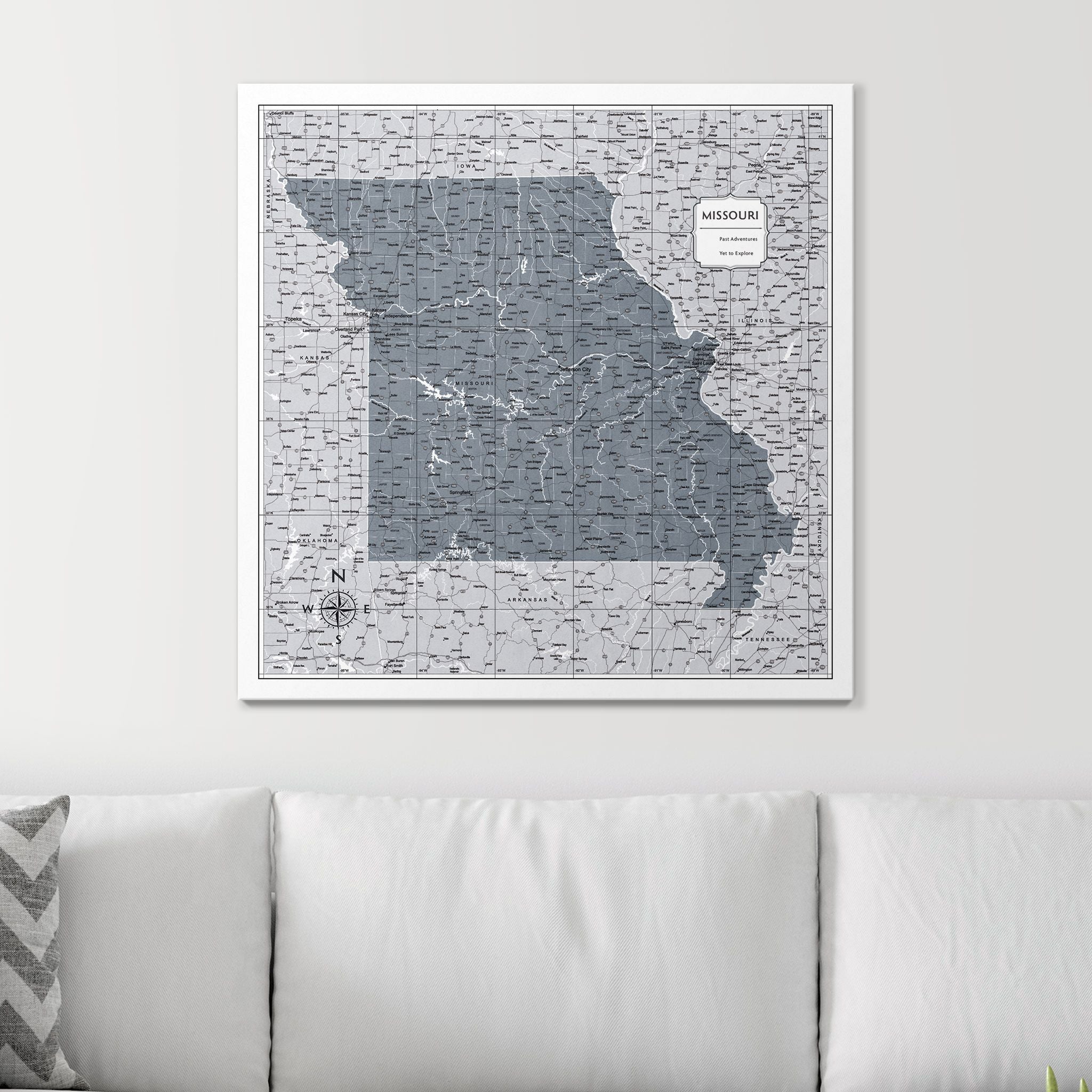 Push Pin Missouri Map (Pin Board) - Dark Gray Color Splash CM Pin Board