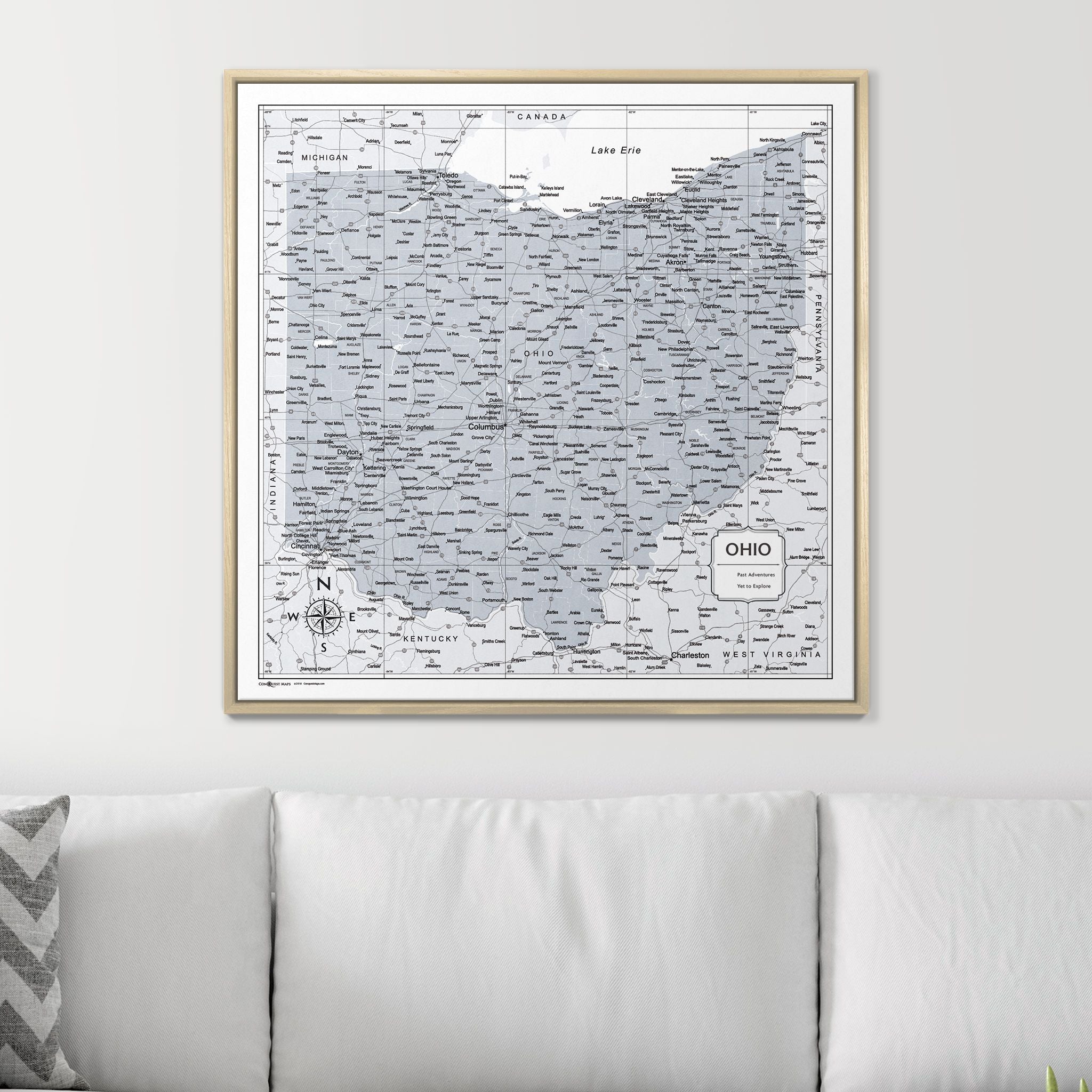 Push Pin Ohio Map (Pin Board) - Light Gray Color Splash CM Pin Board