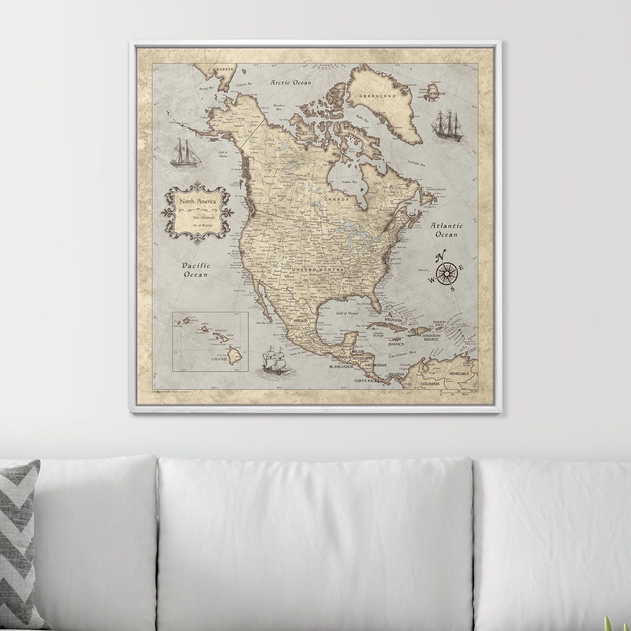 Push Pin North America Map (Pin Board) - Rustic Vintage CM Pin Board