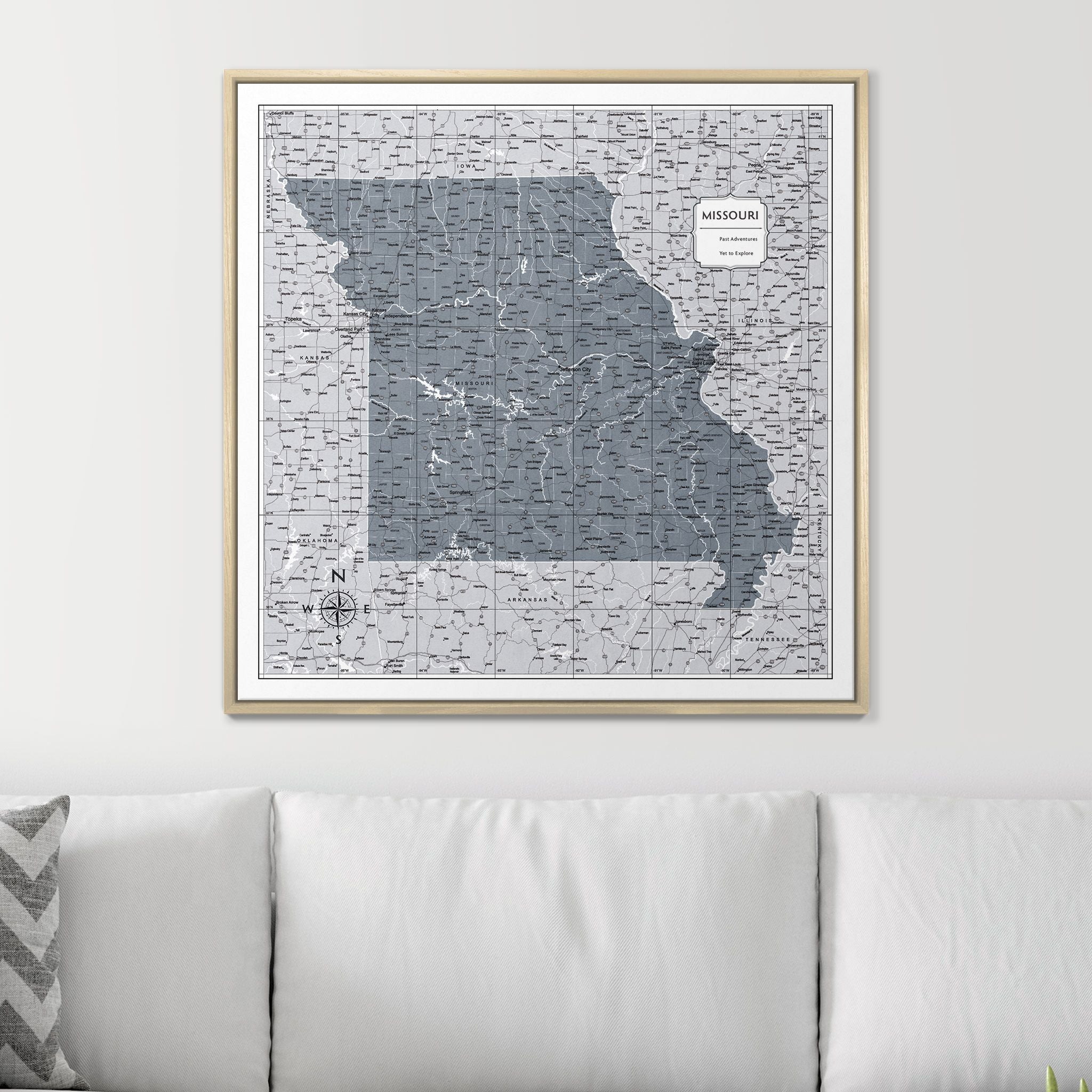 Push Pin Missouri Map (Pin Board) - Dark Gray Color Splash CM Pin Board