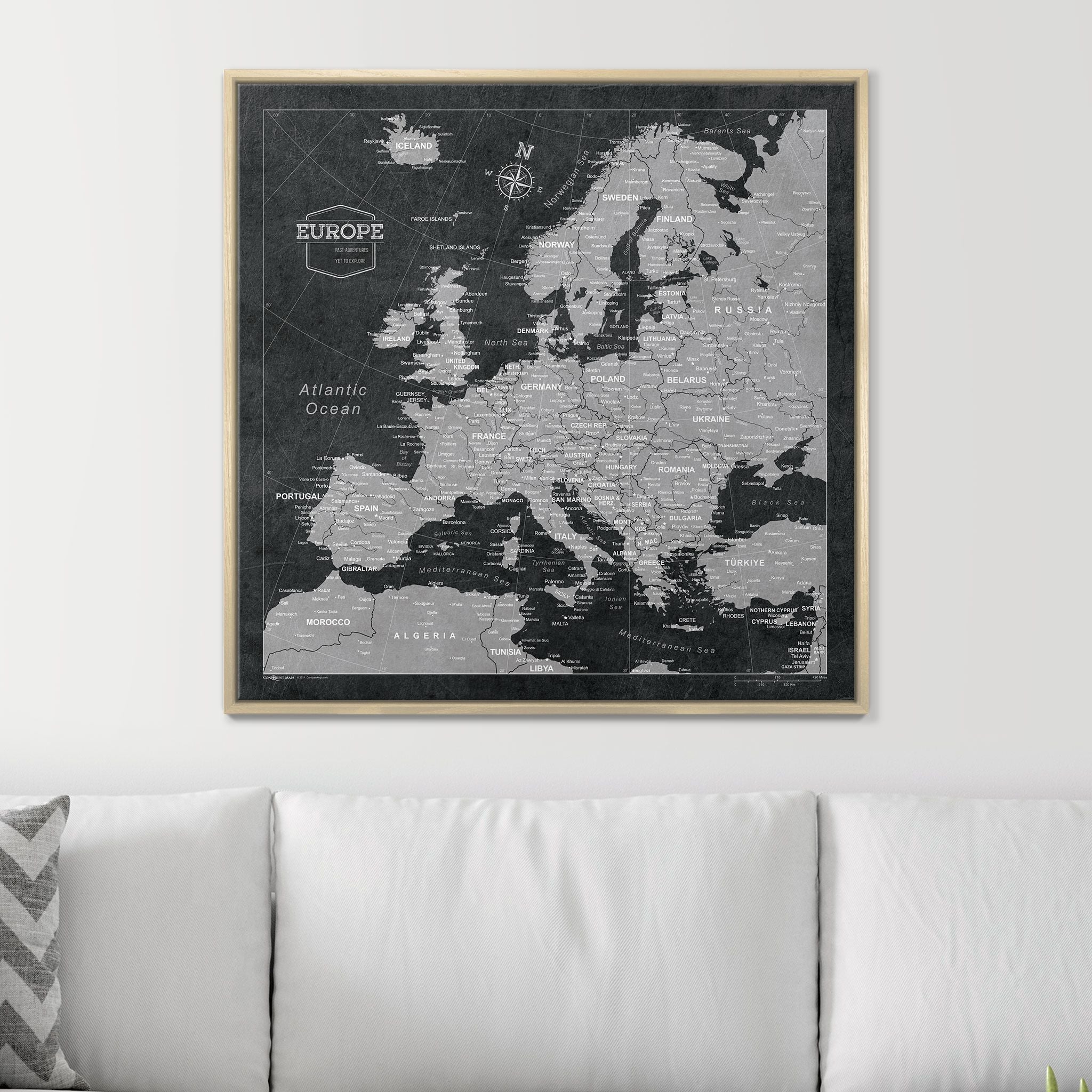 Push Pin Europe Map (Pin Board) -Desert Sunrise CM Pin Board