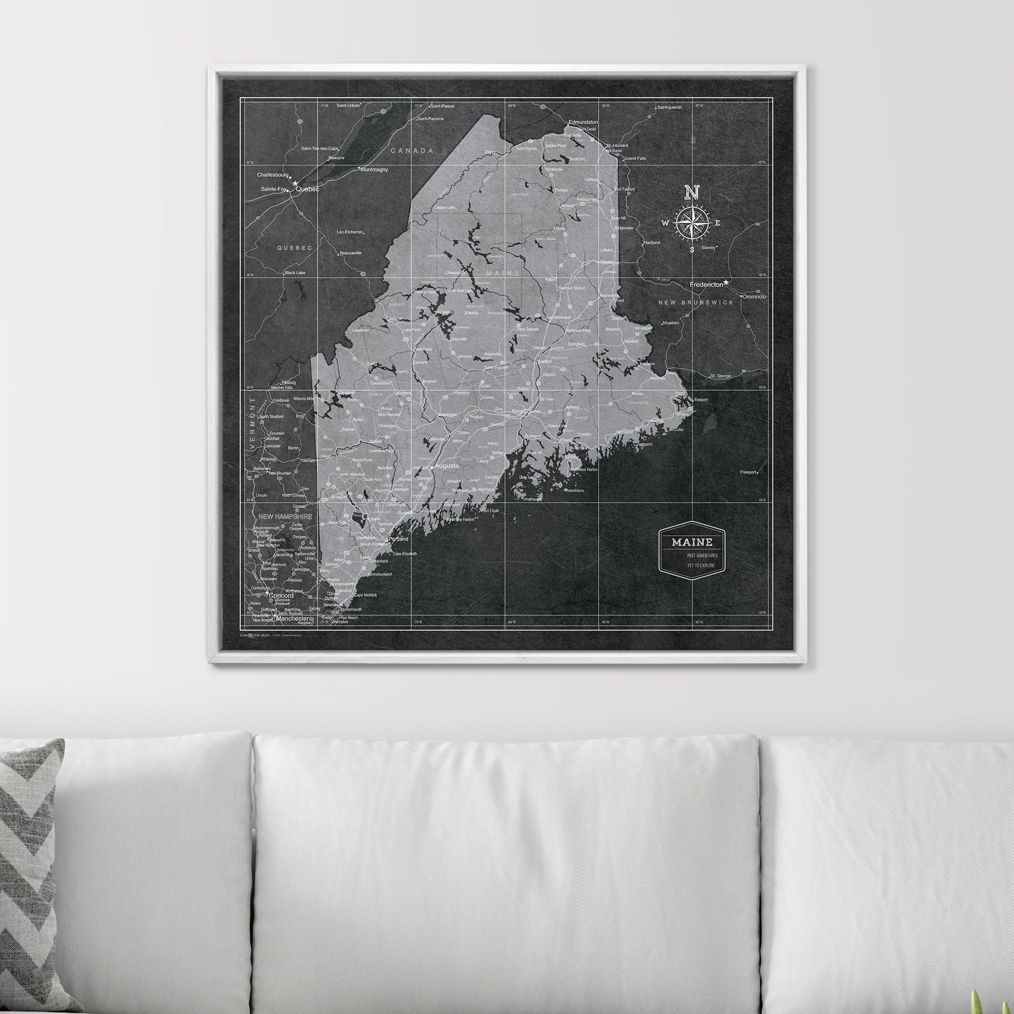 Push Pin Maine Map (Pin Board) - Modern Slate CM Pin Board