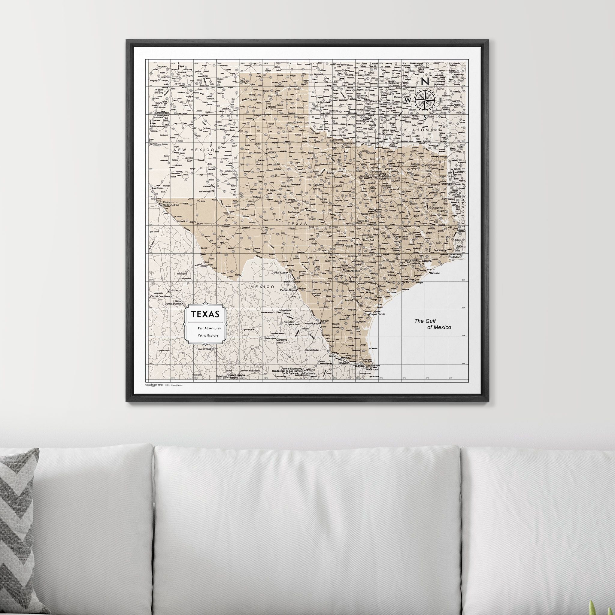 Push Pin Texas Map (Pin Board) - Light Brown Color Splash CM Pin Board