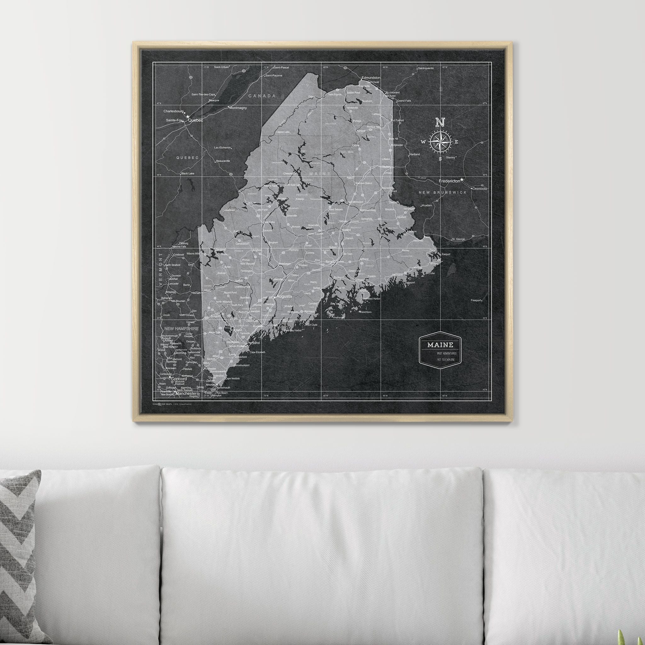 Push Pin Maine Map (Pin Board) - Modern Slate CM Pin Board