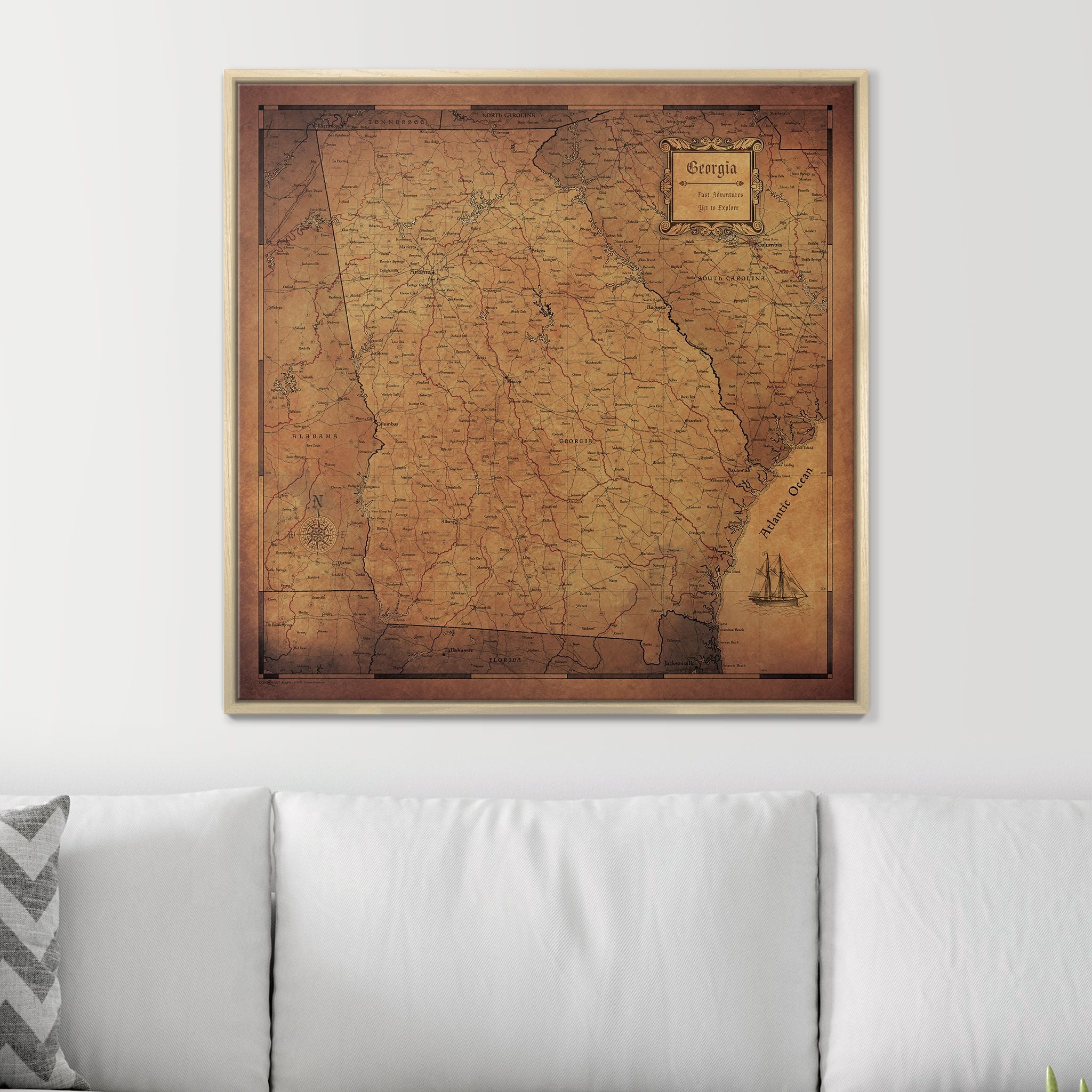 Push Pin Georgia Map (Pin Board) - Golden Aged CM Pin Board