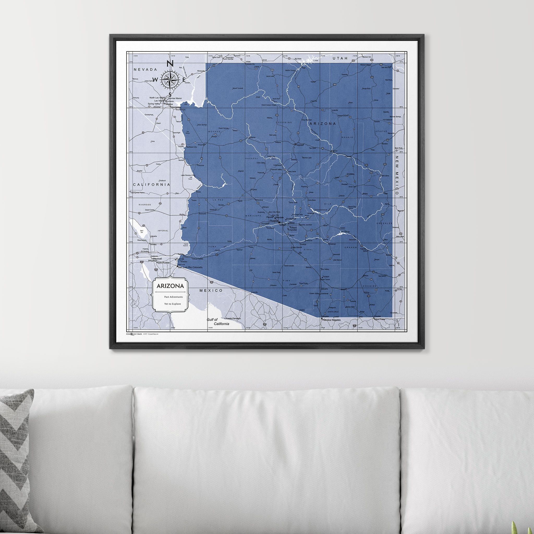 Push Pin Arizona Map (Pin Board) - Navy Color Splash CM Pin Board