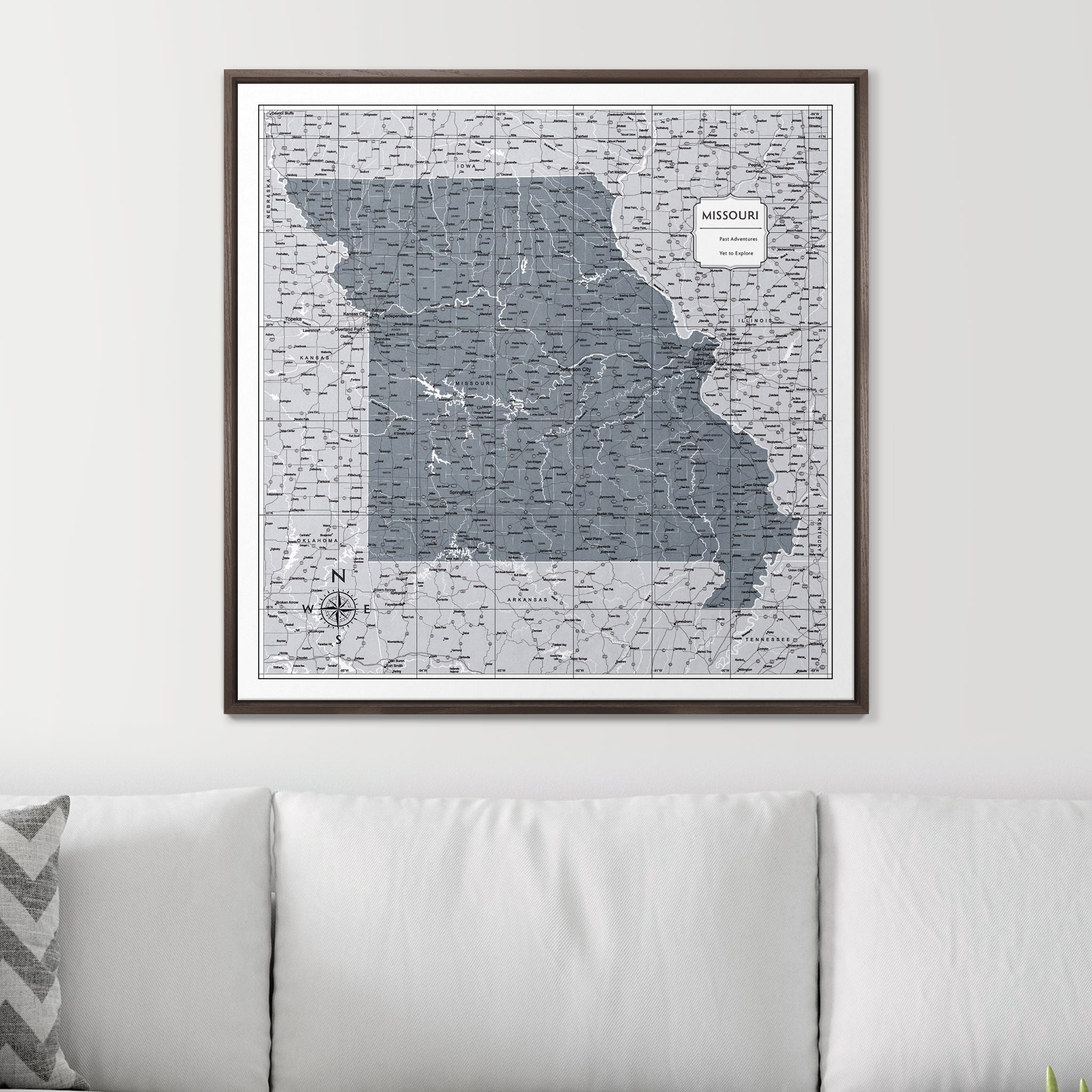 Push Pin Missouri Map (Pin Board) - Dark Gray Color Splash CM Pin Board