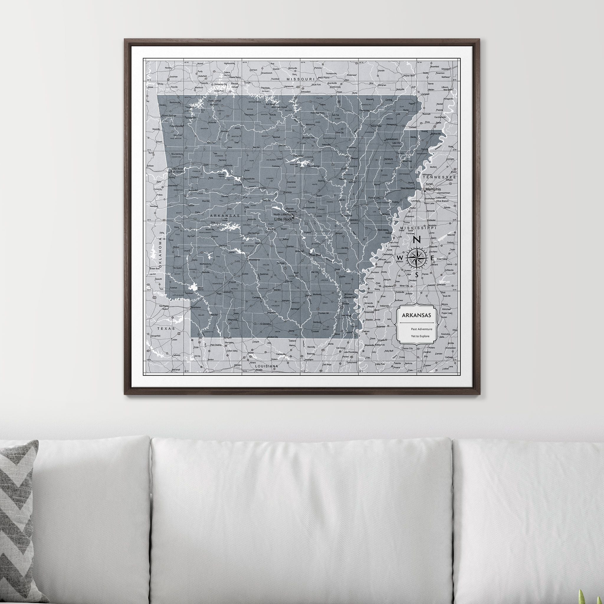 Push Pin Arkansas Map (Pin Board) - Dark Gray Color Splash CM Pin Board