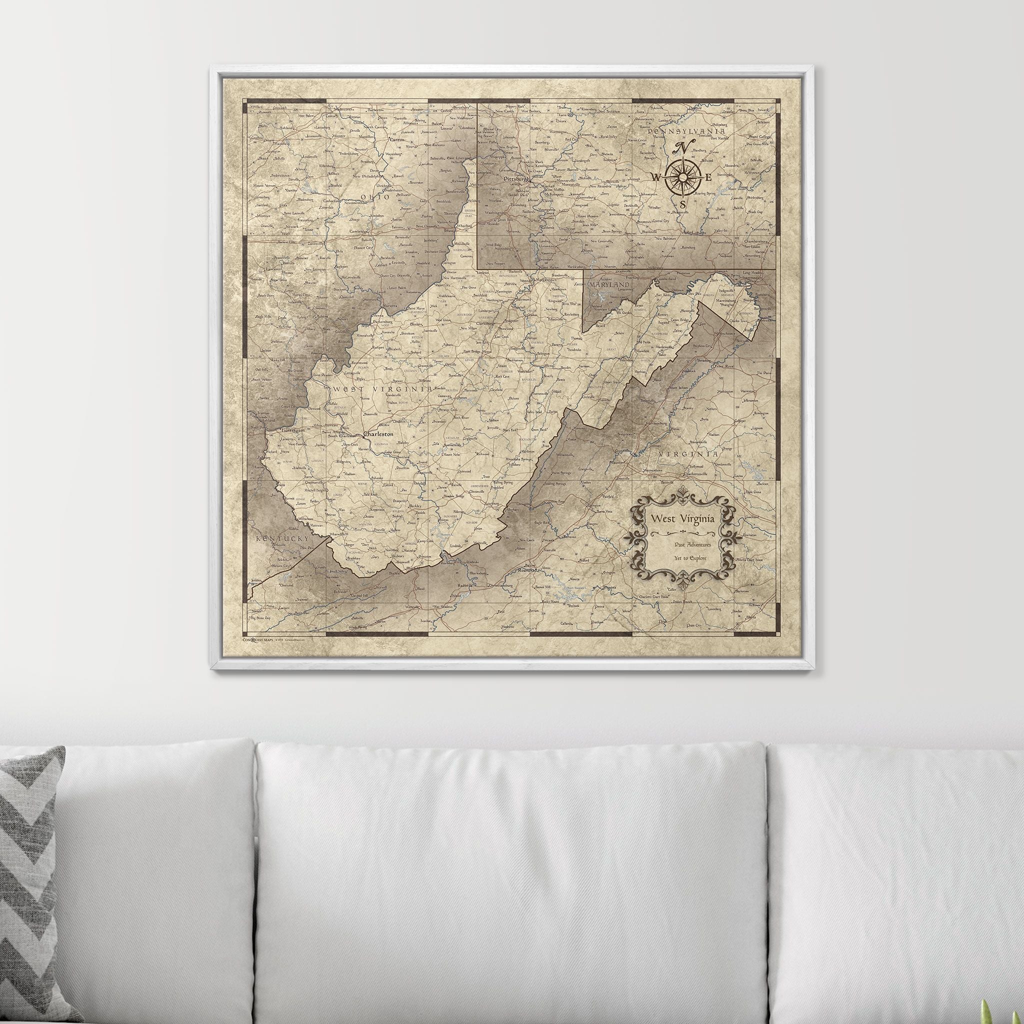 Push Pin West Virginia Map (Pin Board) - Rustic Vintage CM Pin Board