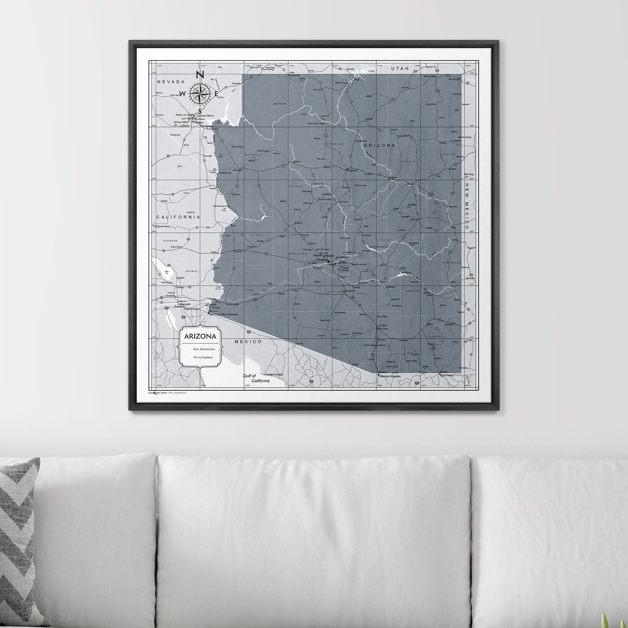 Push Pin Arizona Map (Pin Board) - Dark Gray Color Splash CM Pin Board