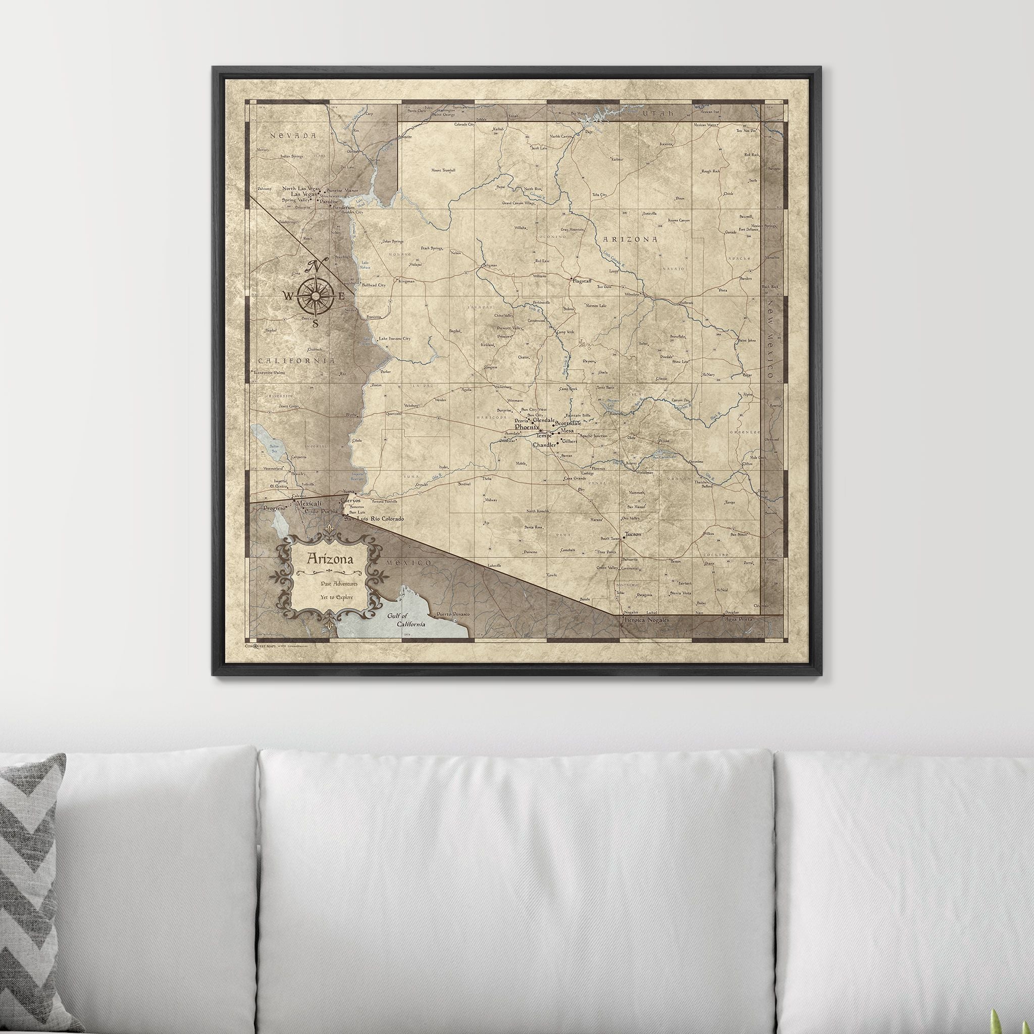 Push Pin Arizona Map (Pin Board) - Rustic Vintage CM Pin Board