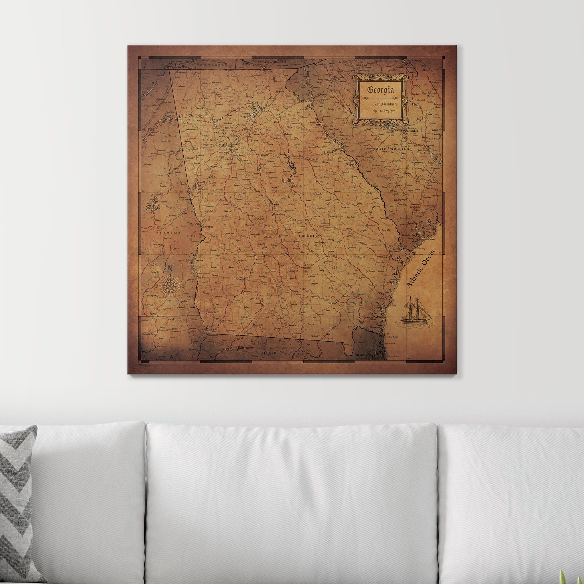 Push Pin Georgia Map (Pin Board) - Golden Aged CM Pin Board