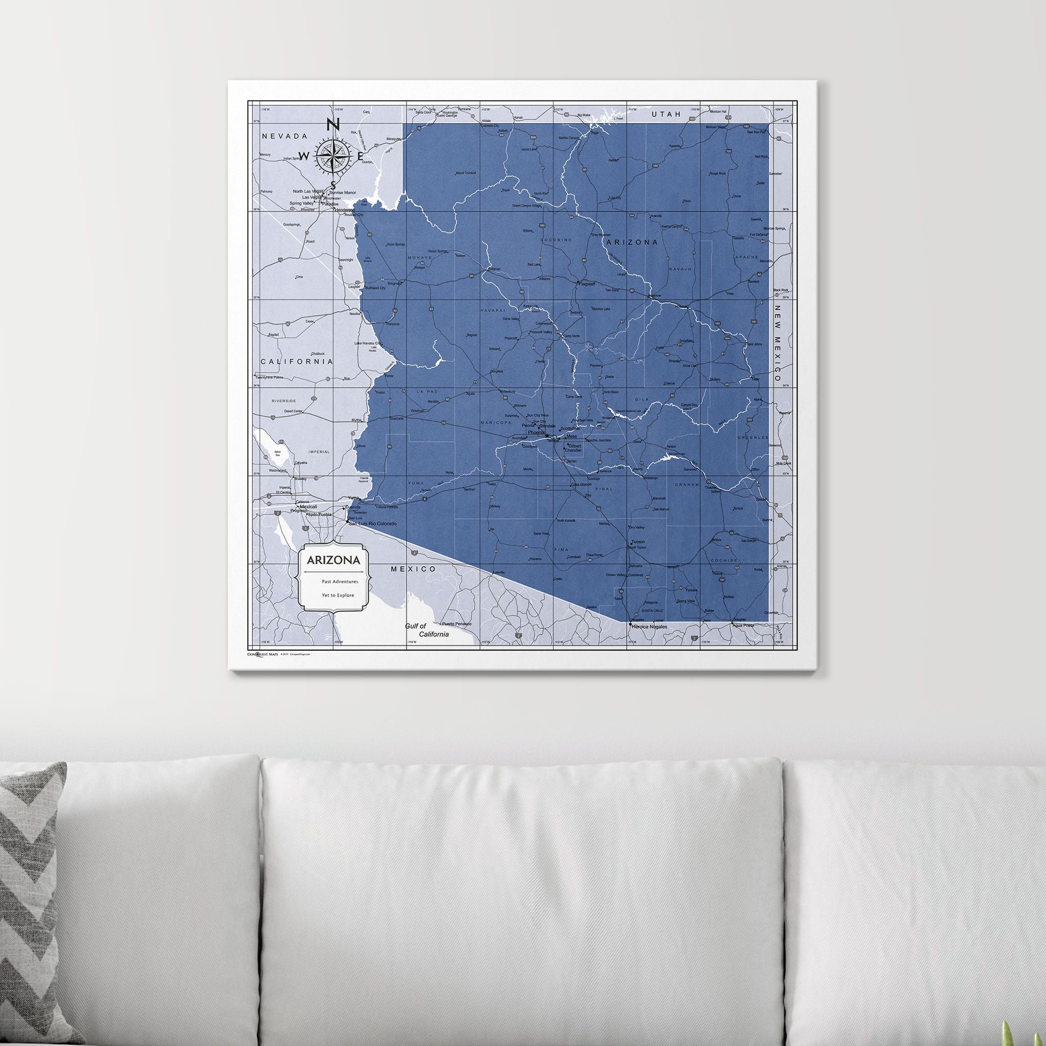 Push Pin Arizona Map (Pin Board) - Navy Color Splash CM Pin Board